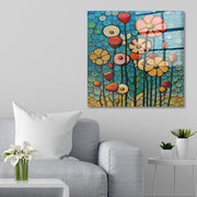 Arte em Vidro Temperado Multicolor 50x50cm - Pintura Decorativa de Parede Premium