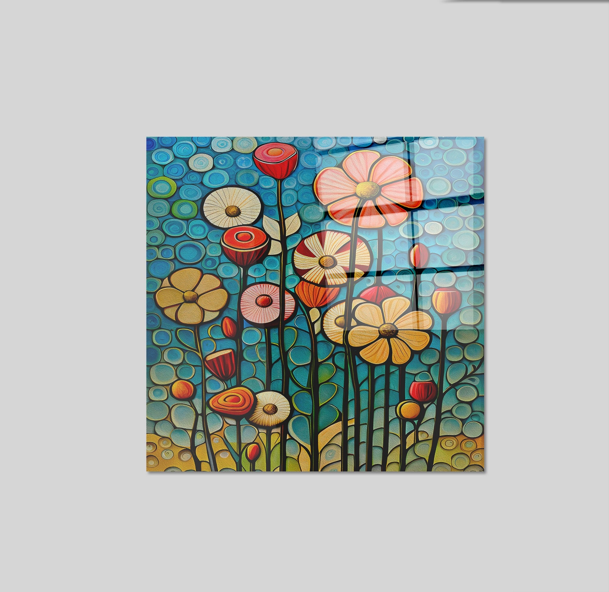 Arte em Vidro Temperado Multicolor 70x70cm - Pintura Decorativa de Alta Qualidade