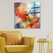 Arte em Vidro Temperado Multicolor 50x50cm - Pintura Decorativa de Parede Premium