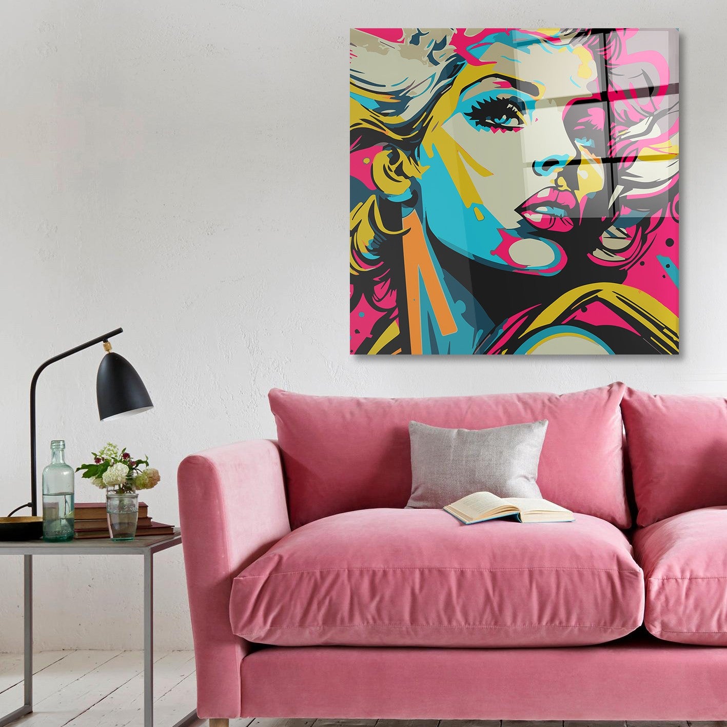 Arte em Vidro Temperado Multicolor 50x50cm - Pintura Decorativa de Parede Premium