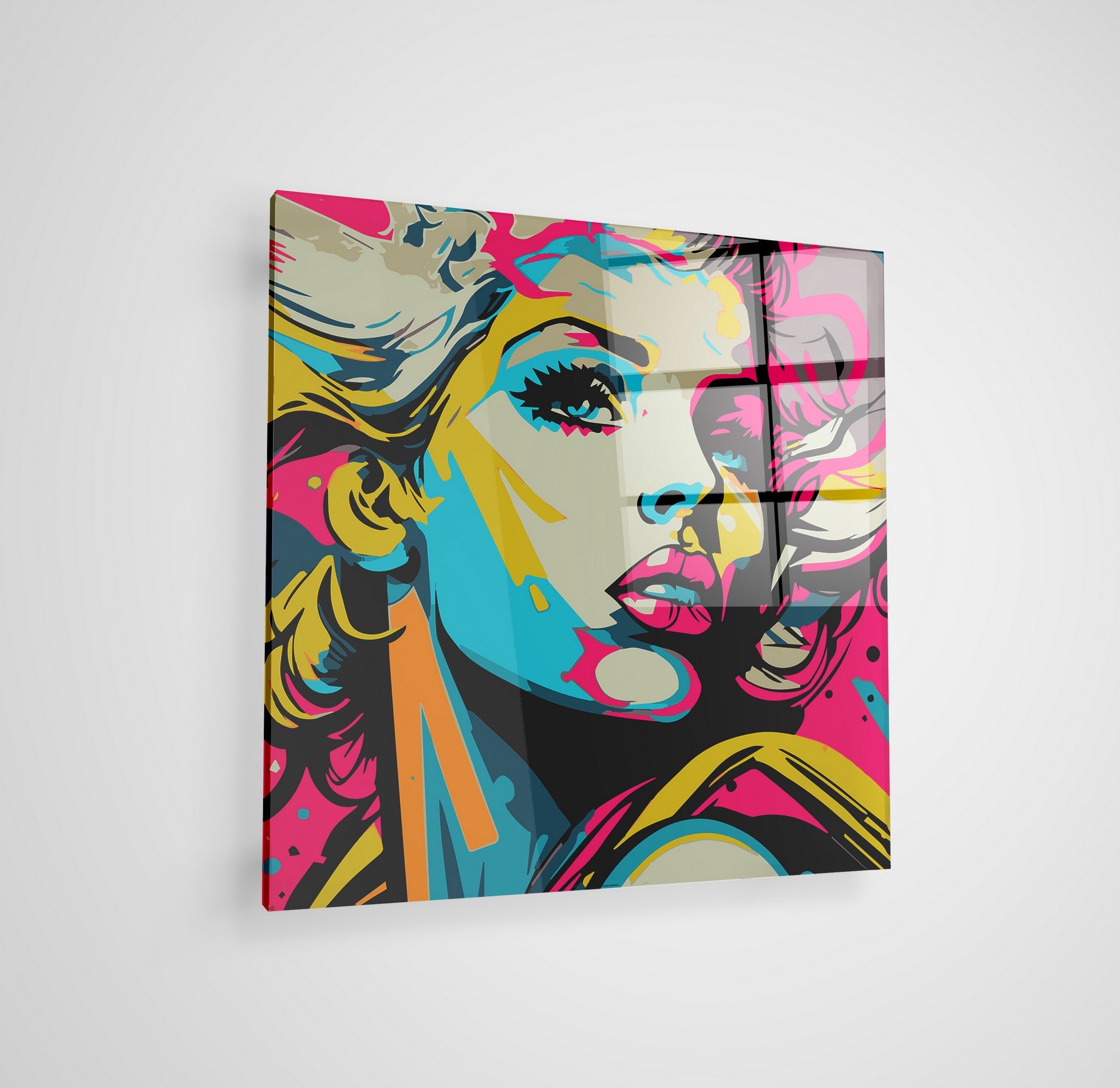 Arte em Vidro Temperado Multicolor 50x50cm - Pintura Decorativa de Parede Premium