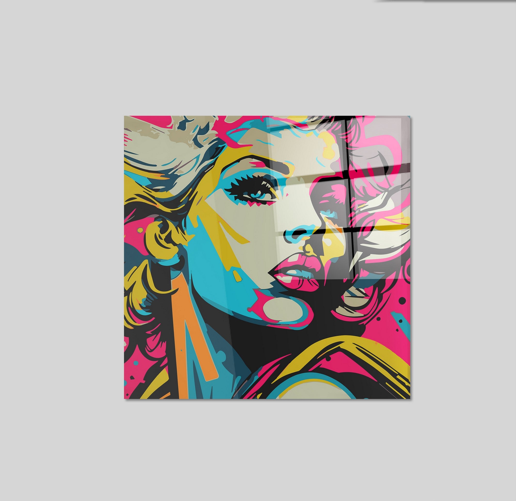 Arte em Vidro Temperado Multicolor 50x50cm - Pintura Decorativa de Parede Premium