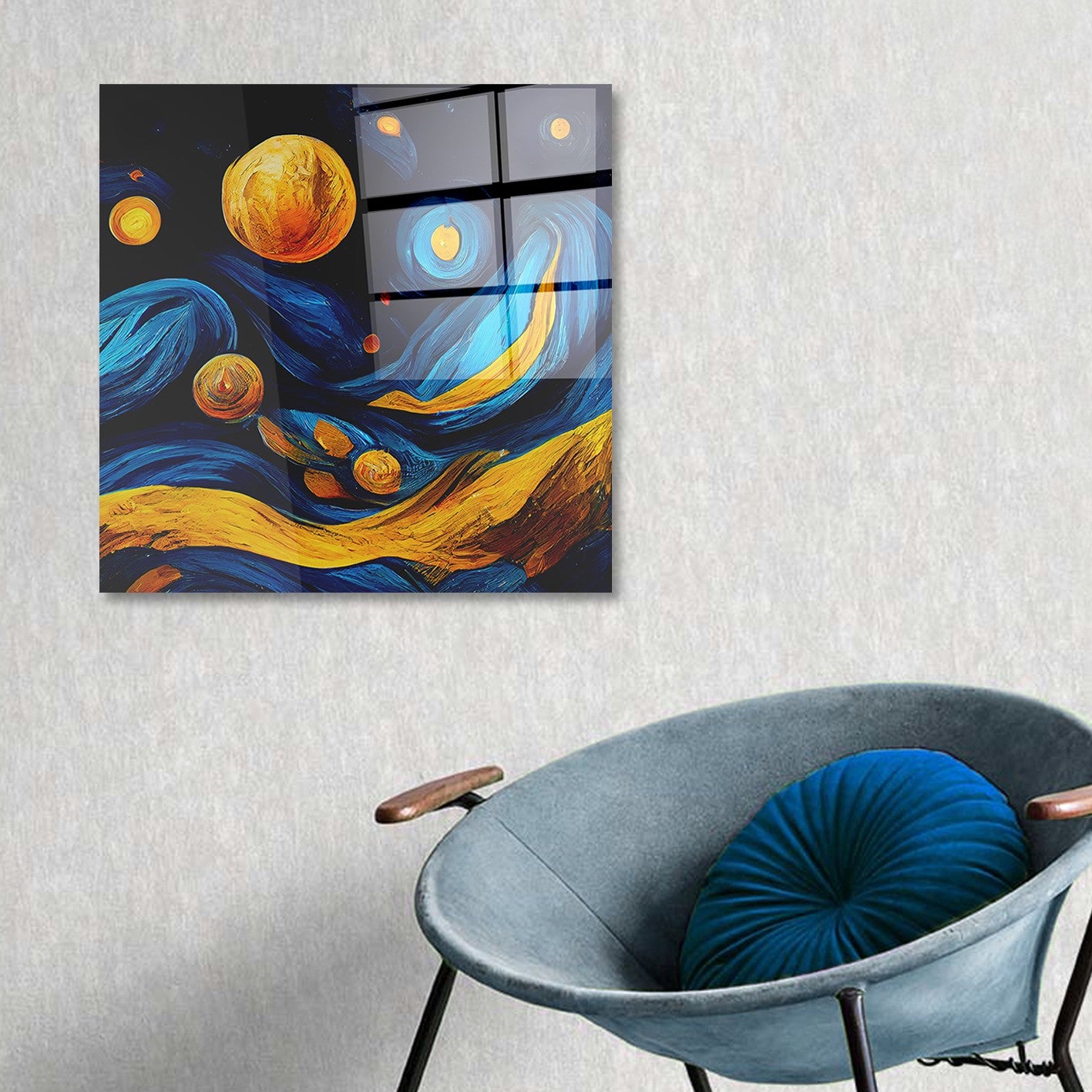 Arte em Vidro Temperado Multicolor 70x70cm - Pintura Decorativa de Alta Qualidade