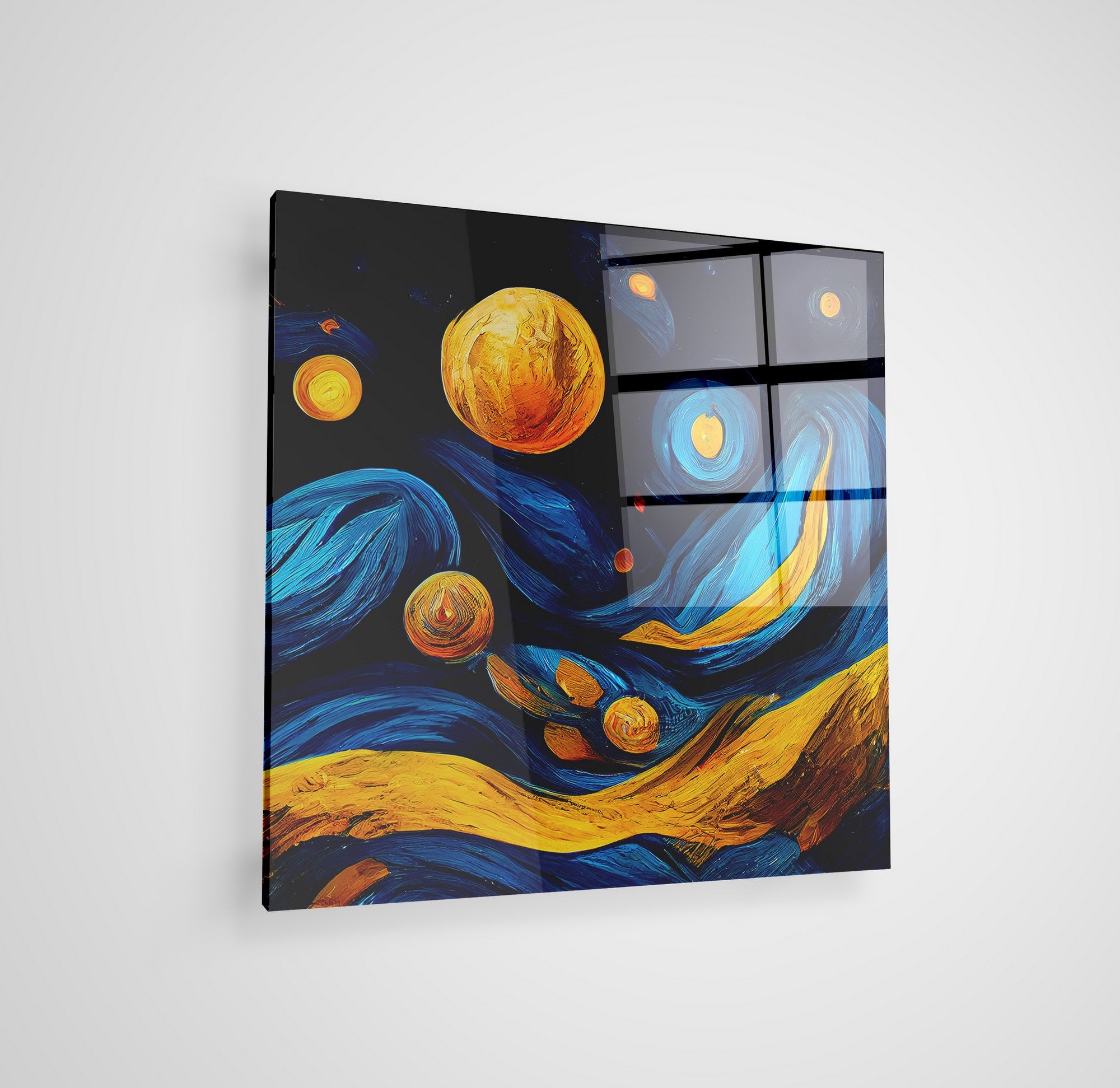 Arte em Vidro Temperado Multicolor 70x70cm - Pintura Decorativa de Alta Qualidade