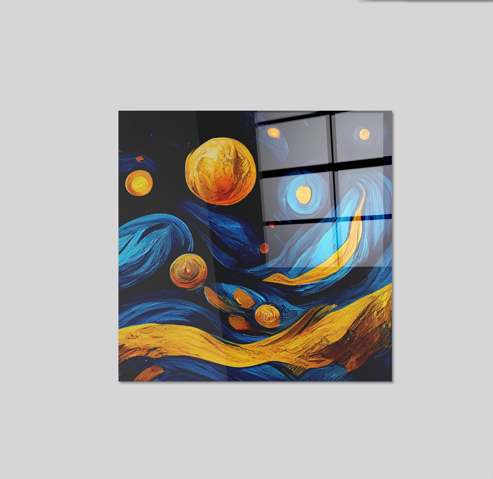 Arte em Vidro Temperado Multicolor 70x70cm - Pintura Decorativa de Alta Qualidade