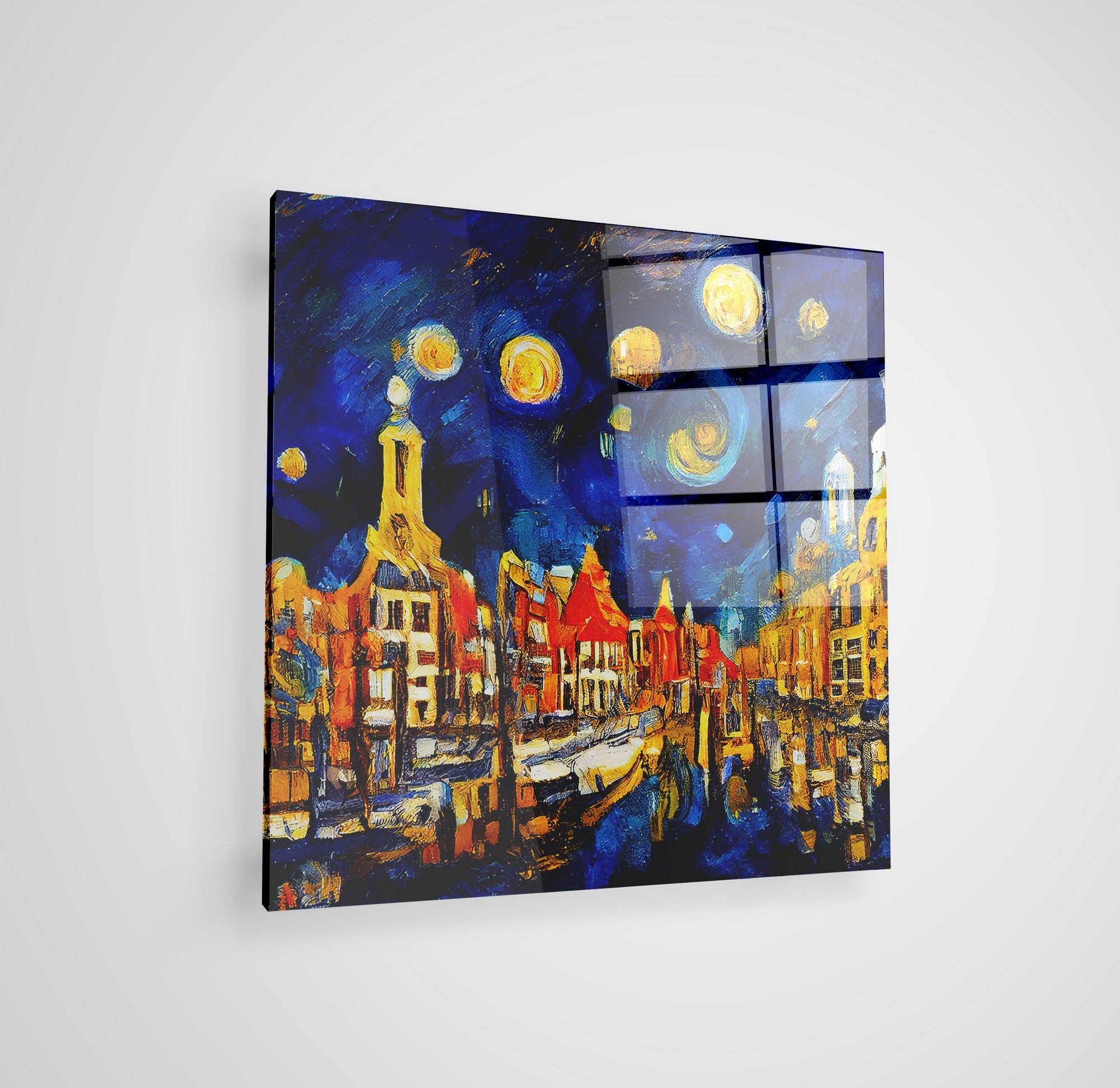 Arte em Vidro Temperado Multicolor 50x50cm - Pintura Decorativa de Parede Premium