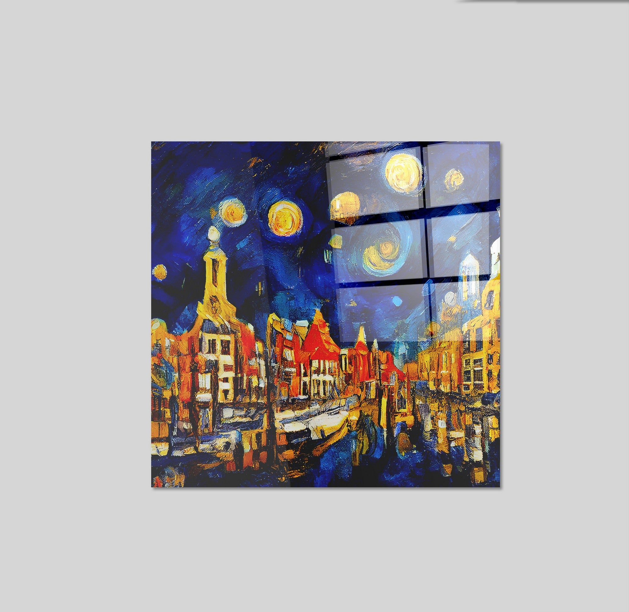 Arte em Vidro Temperado Multicolor 50x50cm - Pintura Decorativa de Parede Premium