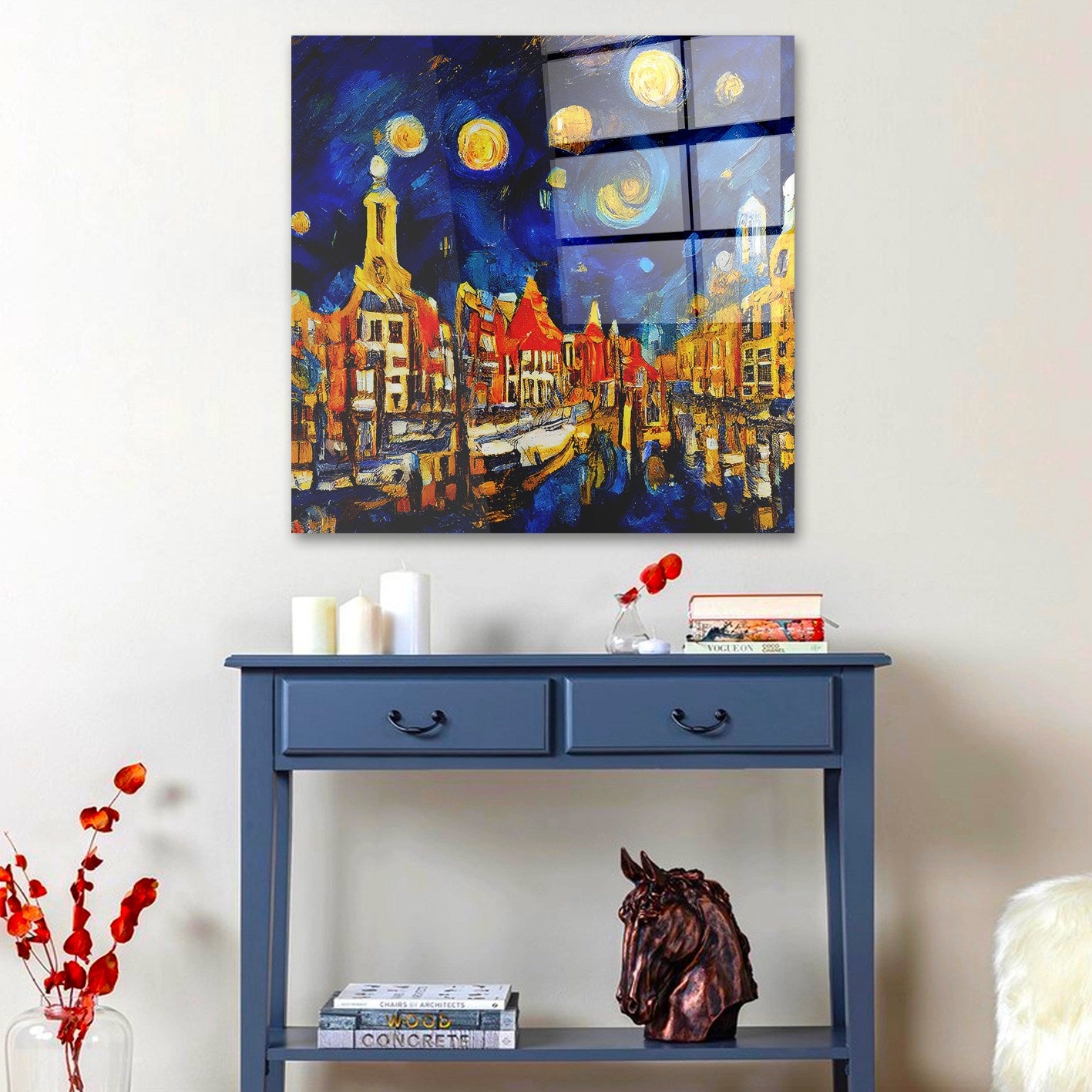 Arte em Vidro Temperado Multicolor 70x70cm - Pintura Decorativa de Alta Qualidade