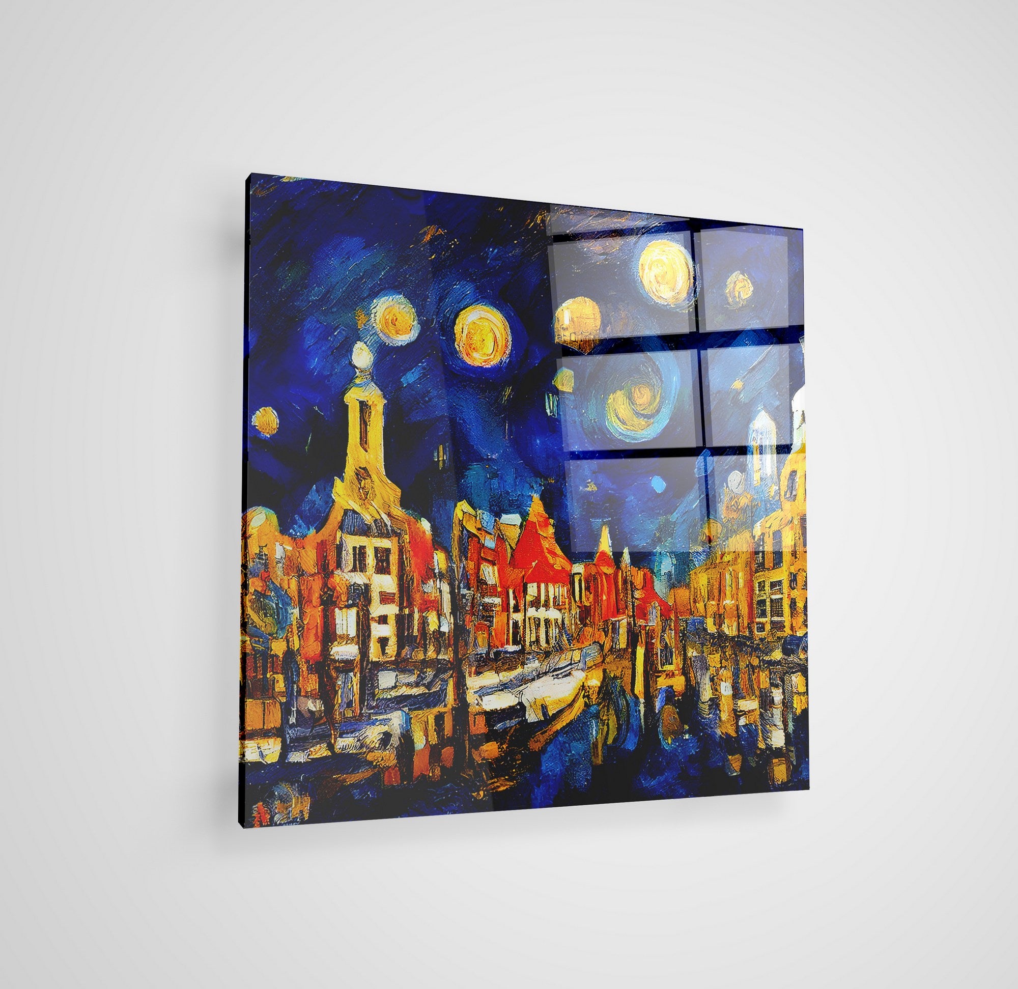 Arte em Vidro Temperado Multicolor 70x70cm - Pintura Decorativa de Alta Qualidade