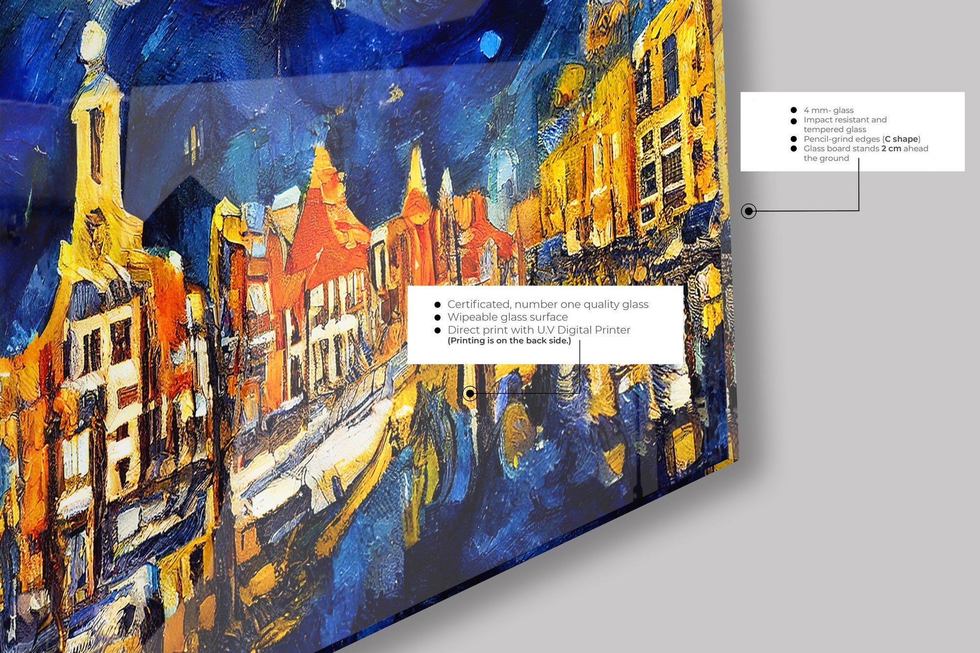 Arte em Vidro Temperado Multicolor 70x70cm - Pintura Decorativa de Alta Qualidade