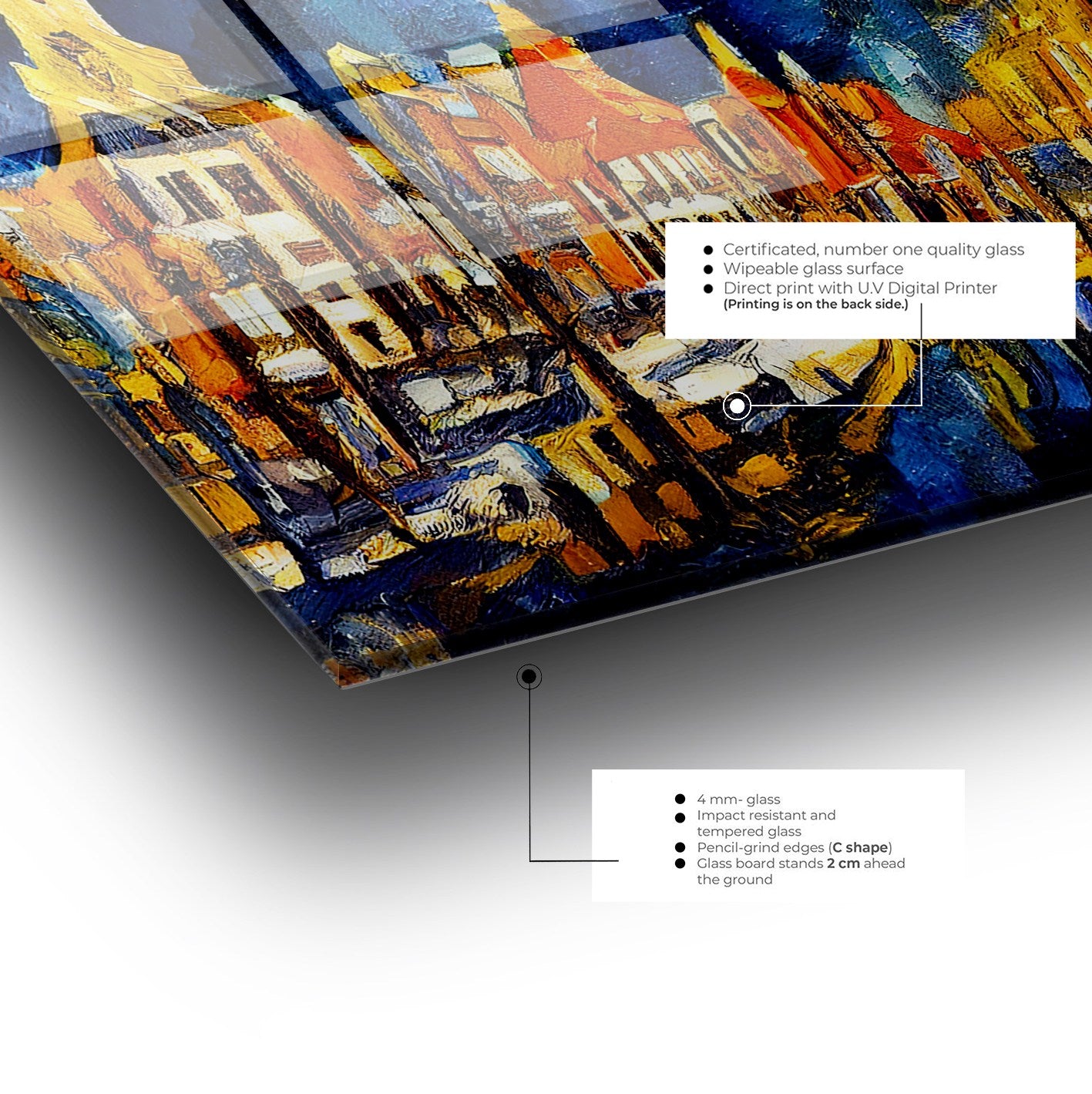 Arte em Vidro Temperado Multicolor 70x70cm - Pintura Decorativa de Alta Qualidade