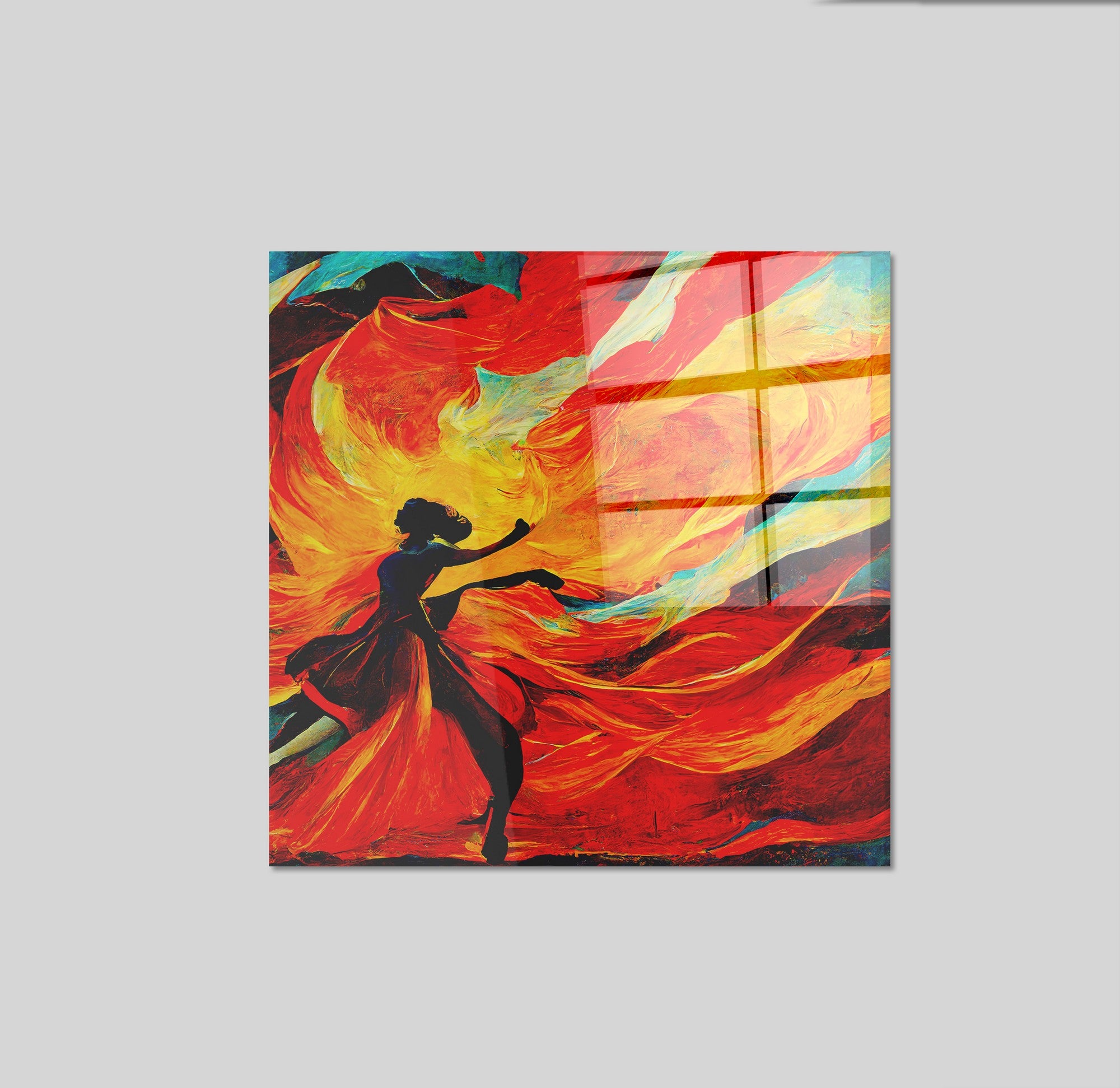 Arte em Vidro Temperado Multicolor 50x50cm - Pintura Decorativa Premium de 4mm