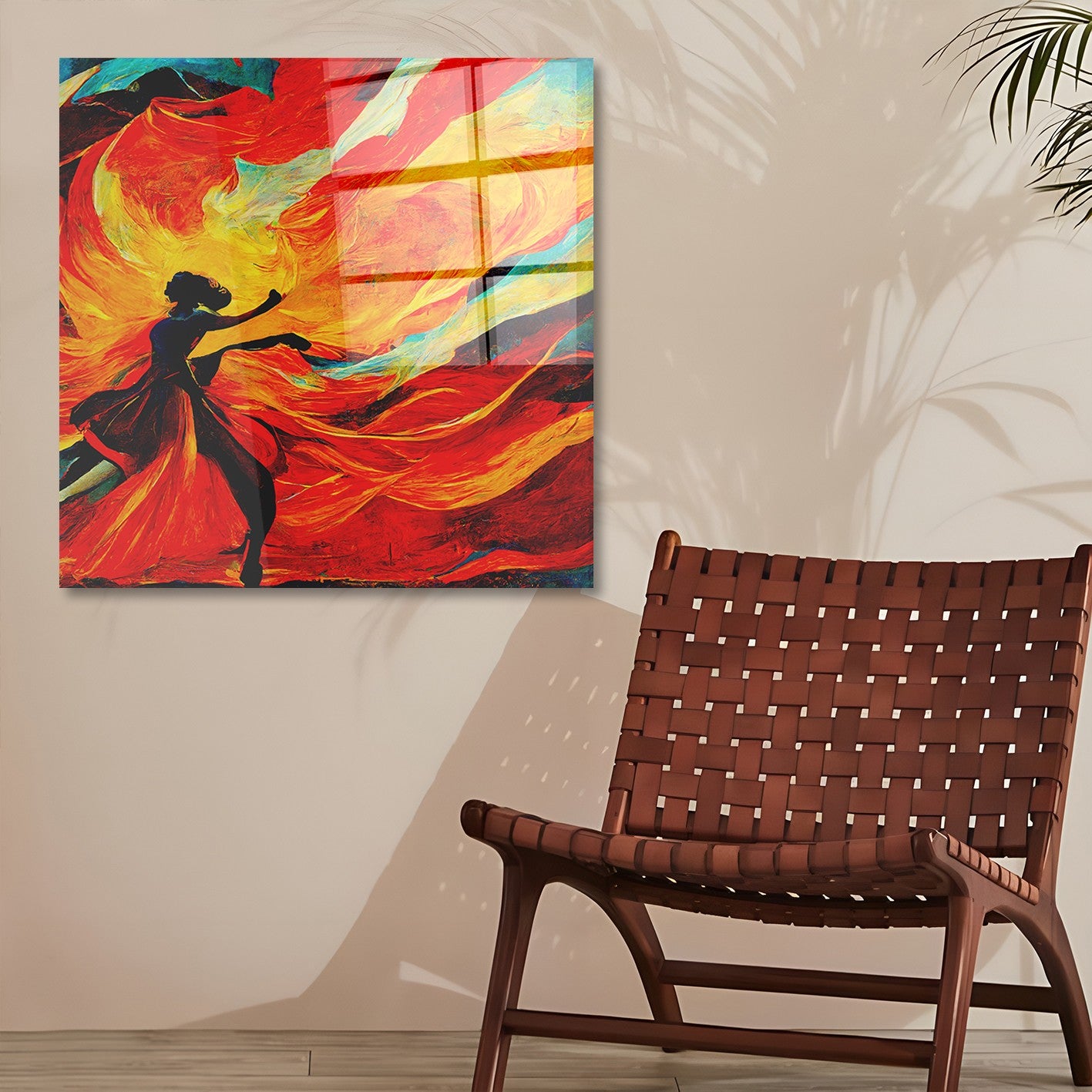 Quadro Decorativo em Vidro Temperado Multicolor 70x70cm - Arte Moderna para Parede