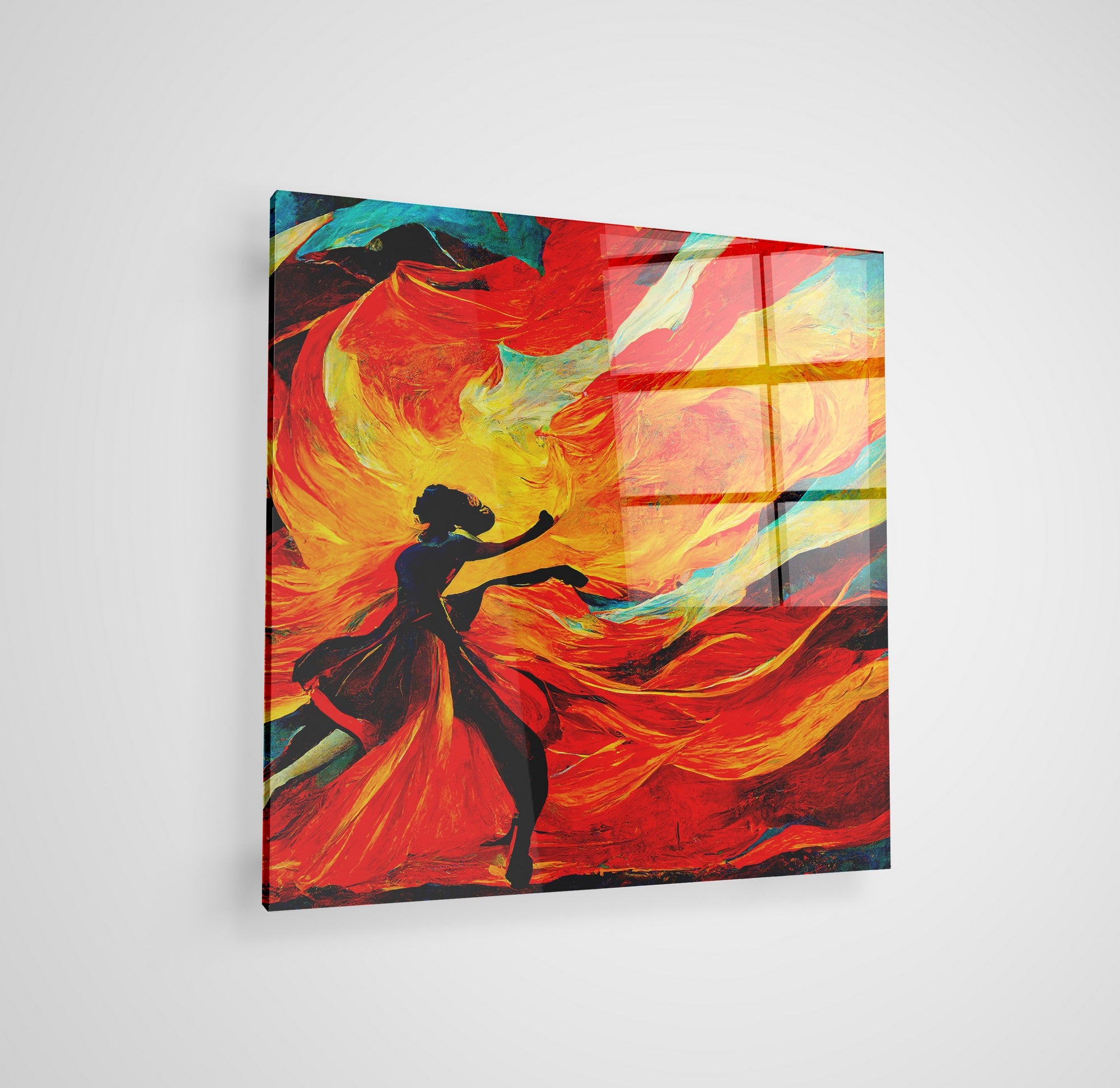 Quadro Decorativo em Vidro Temperado Multicolor 70x70cm - Arte Moderna para Parede