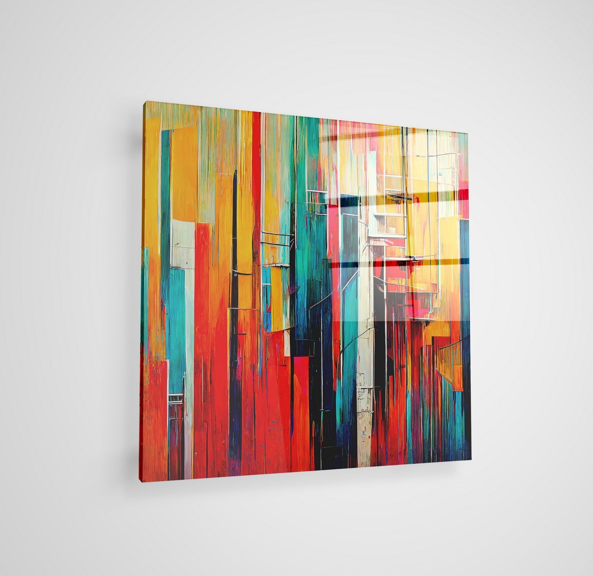 Arte em Vidro Temperado Multicolor 50x50cm - Pintura Decorativa de Alta Qualidade