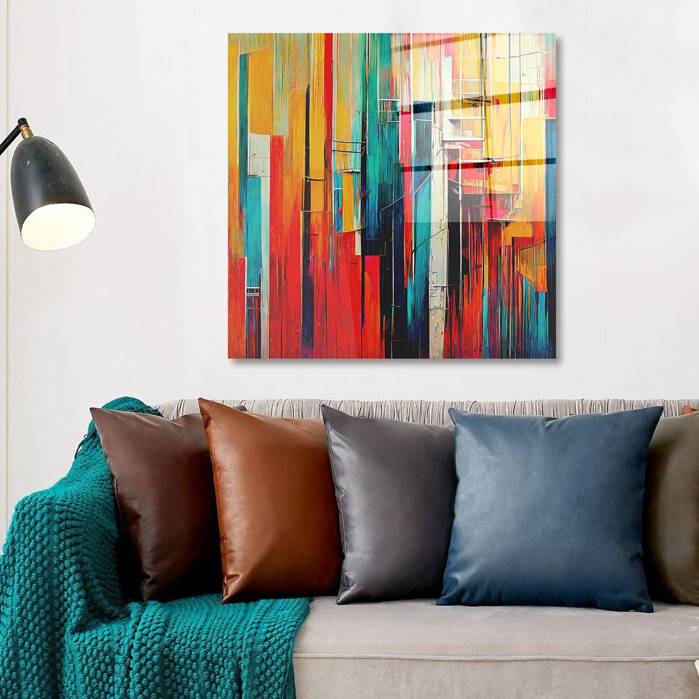 Arte em Vidro Temperado Multicolor 70x70cm - Pintura Decorativa de Alta Qualidade