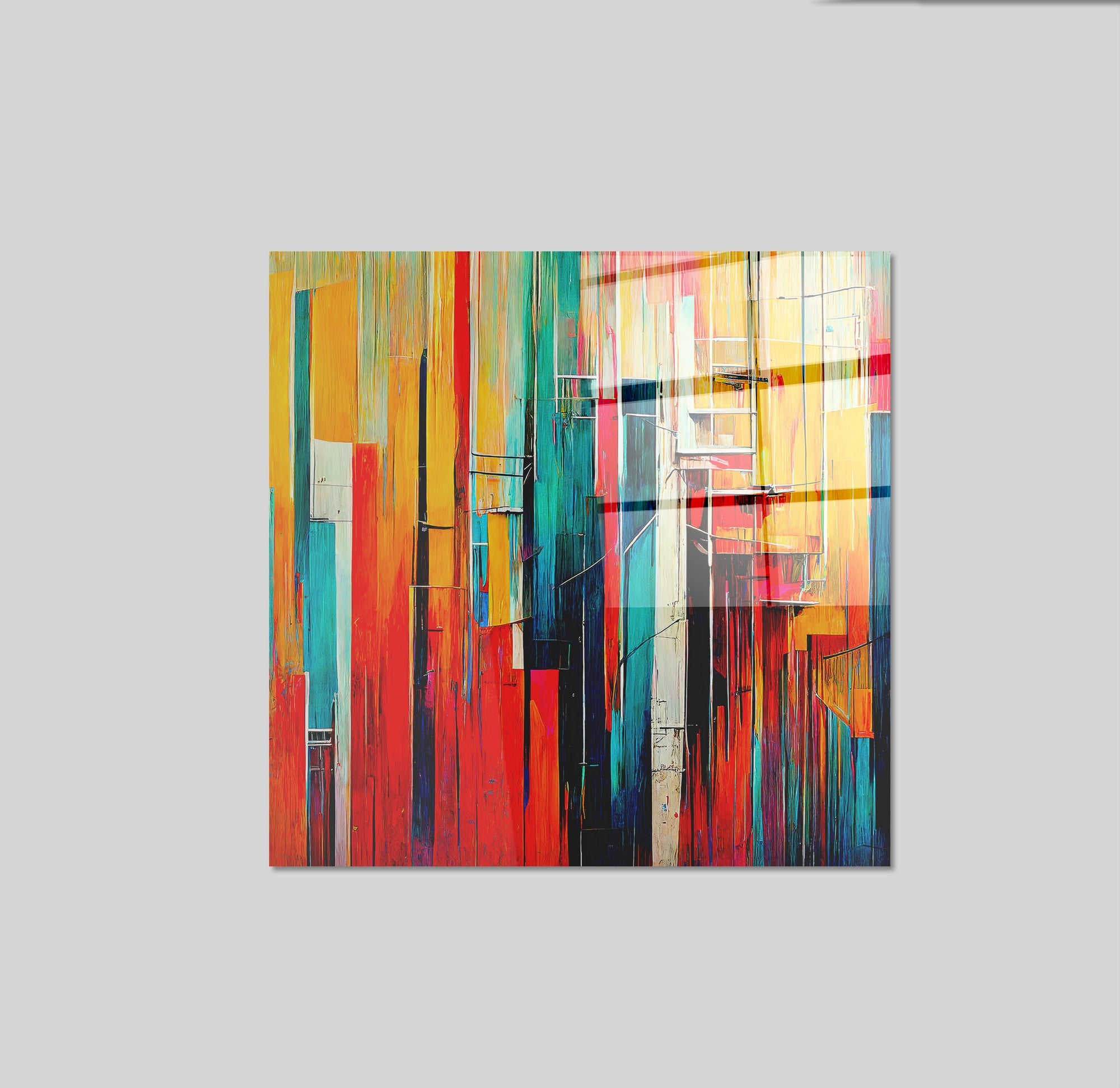 Arte em Vidro Temperado Multicolor 70x70cm - Pintura Decorativa de Alta Qualidade