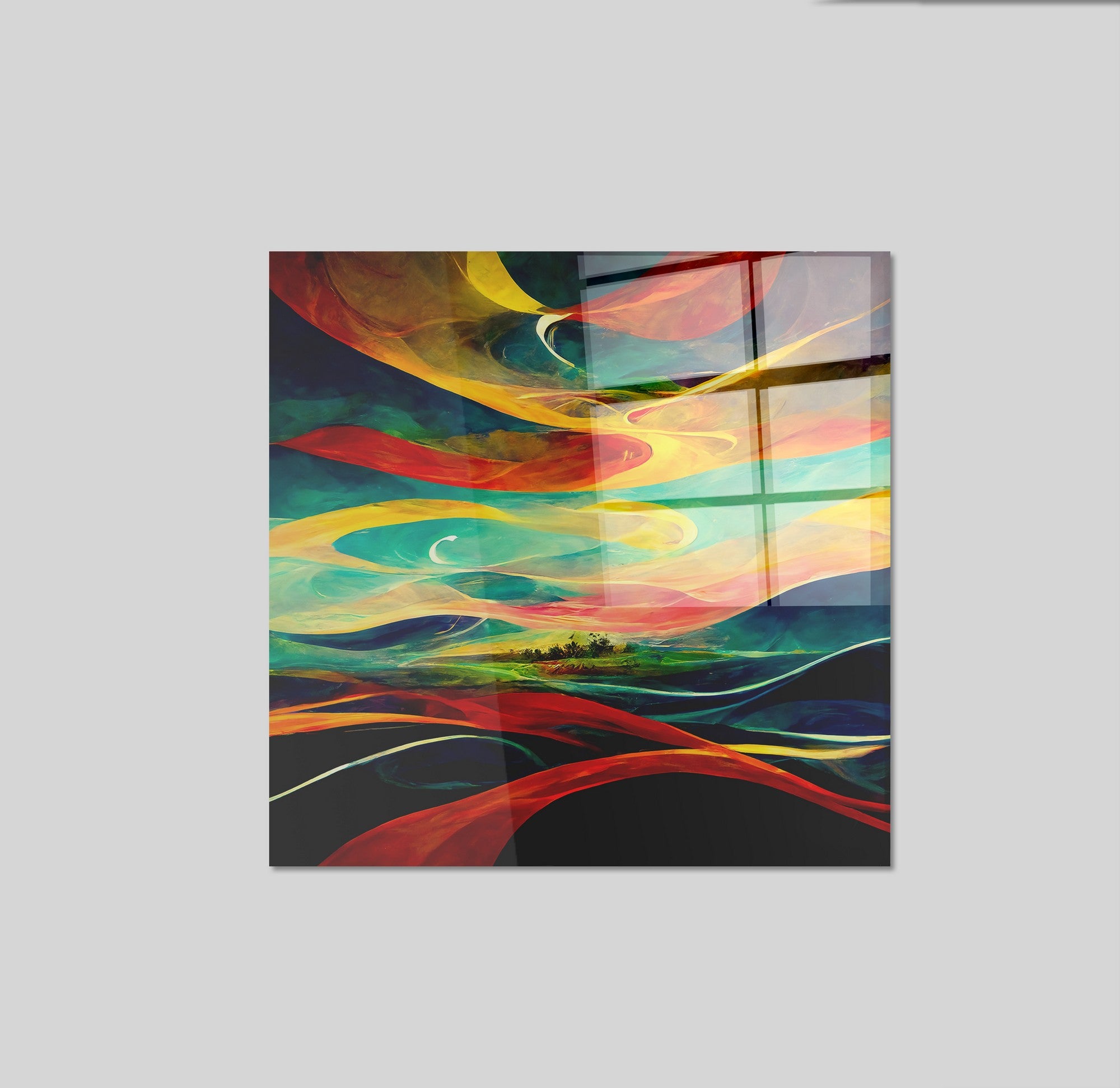 Arte em Vidro Temperado Multicolor 50x50cm - Pintura Decorativa de Alta Qualidade