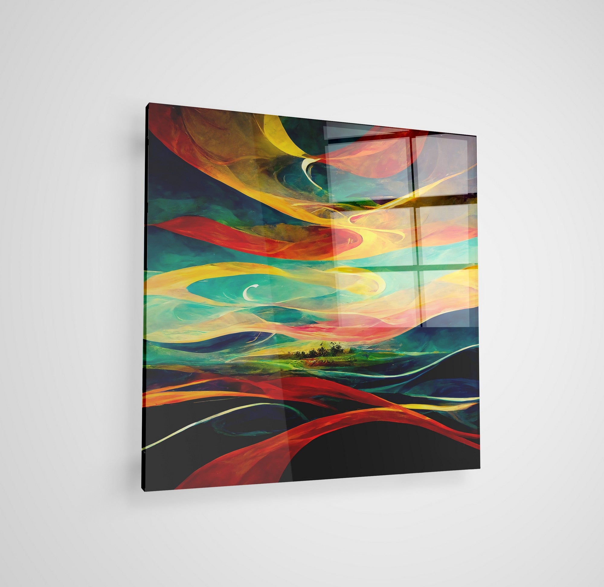 Arte em Vidro Temperado Multicolor 70x70cm - Pintura Decorativa de Alta Qualidade