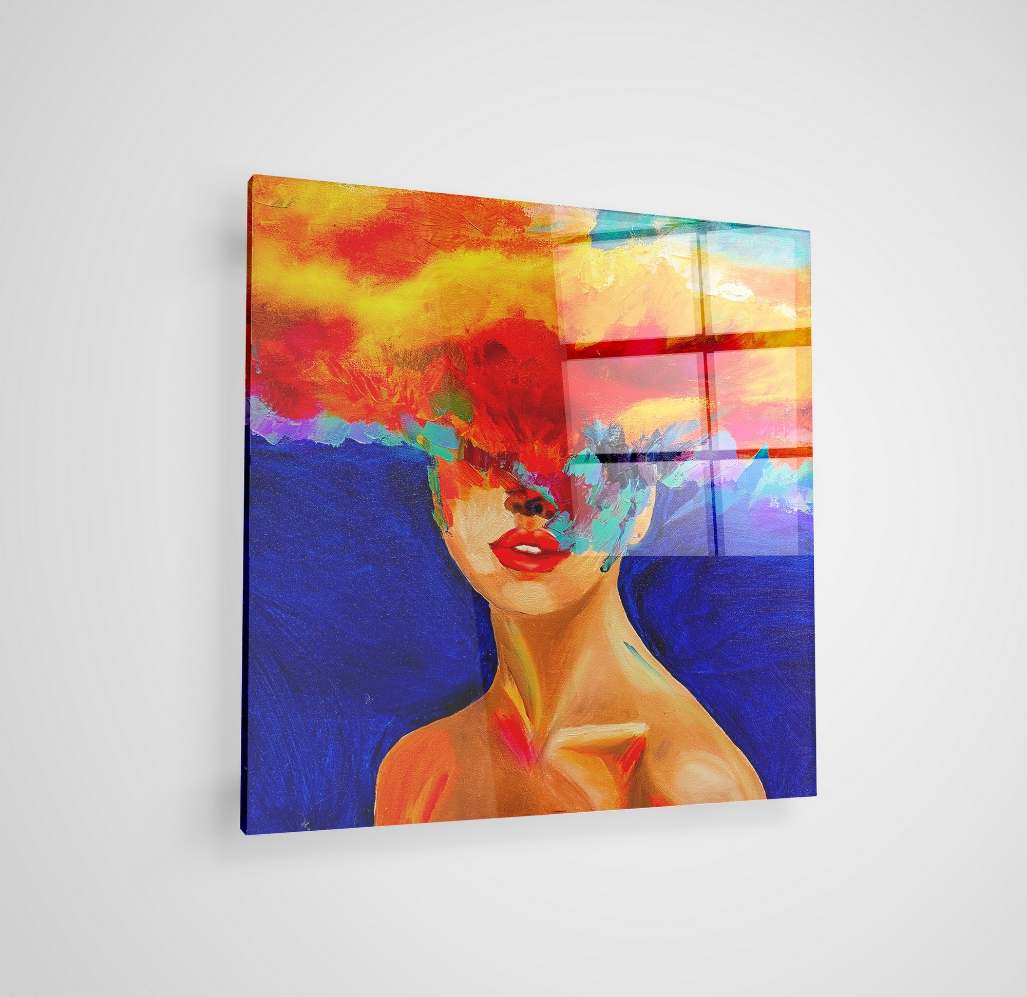 Arte em Vidro Temperado Multicolor 70x70cm - Pintura Decorativa de Alta Qualidade