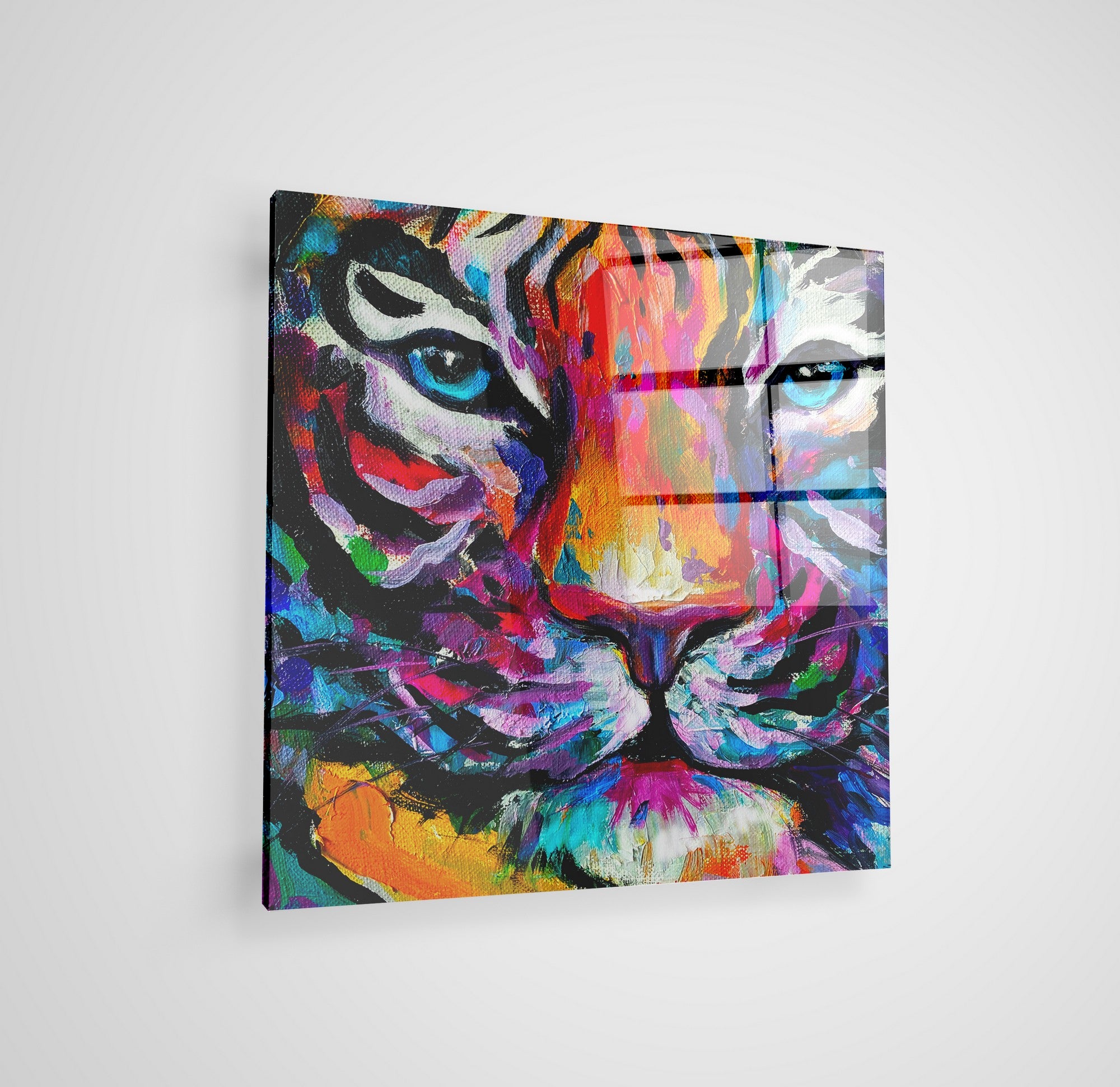 Arte em Vidro Temperado Multicolor 70x70cm - Pintura Decorativa de Alta Qualidade