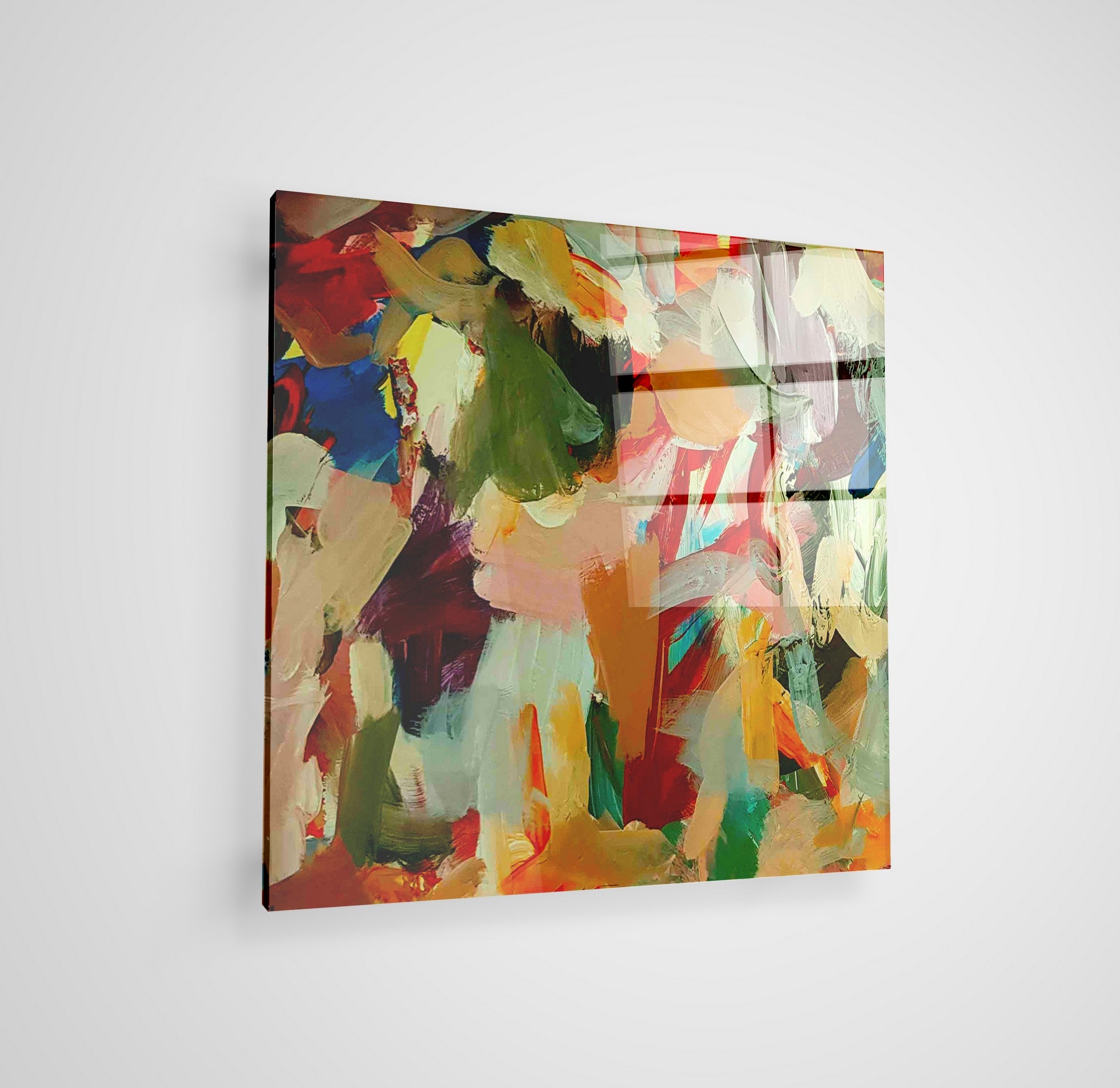Arte em Vidro Temperado Multicolor 70x70cm - Pintura Decorativa de Alta Qualidade