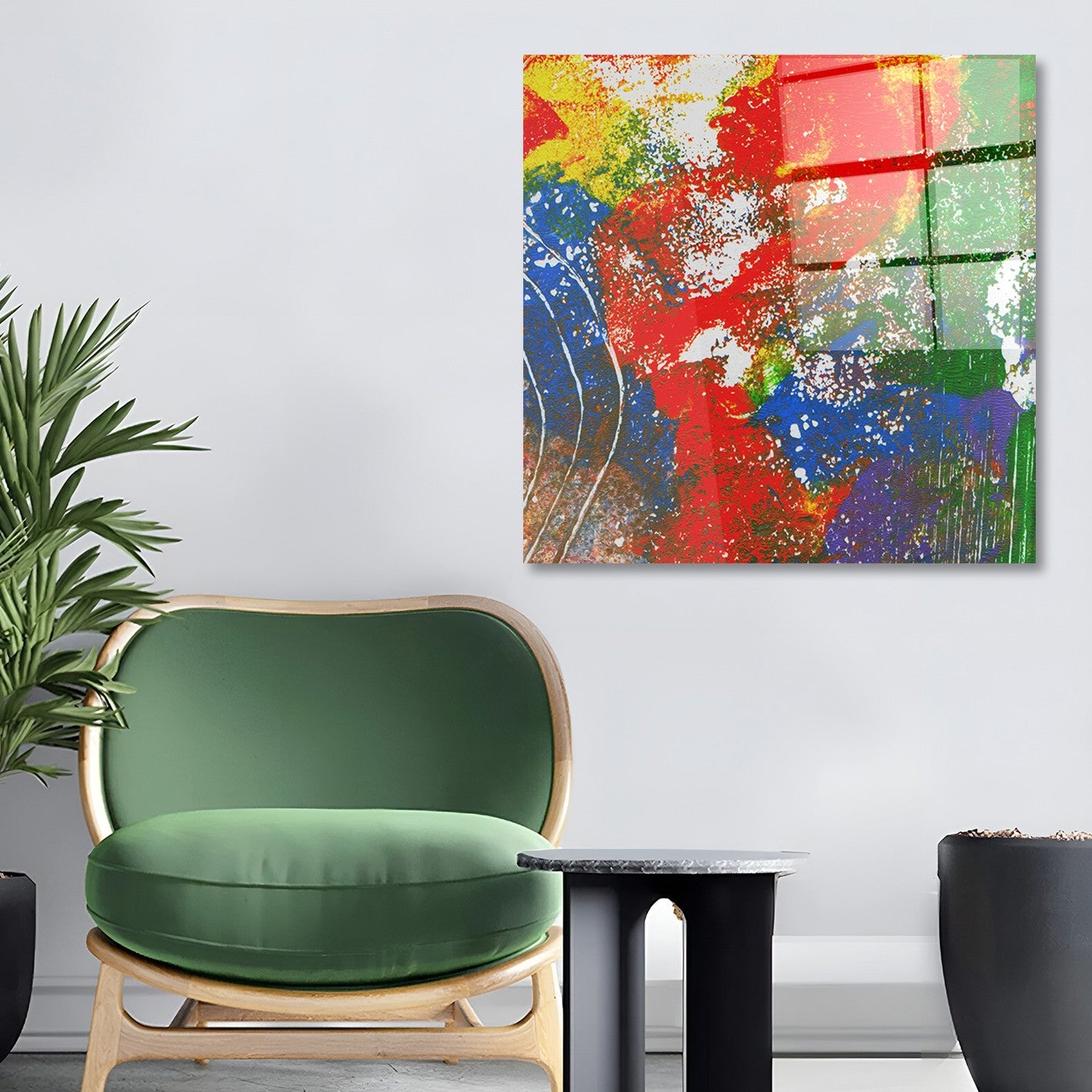 Arte em Vidro Temperado Multicolor 70x70cm - Pintura Decorativa de Alta Qualidade