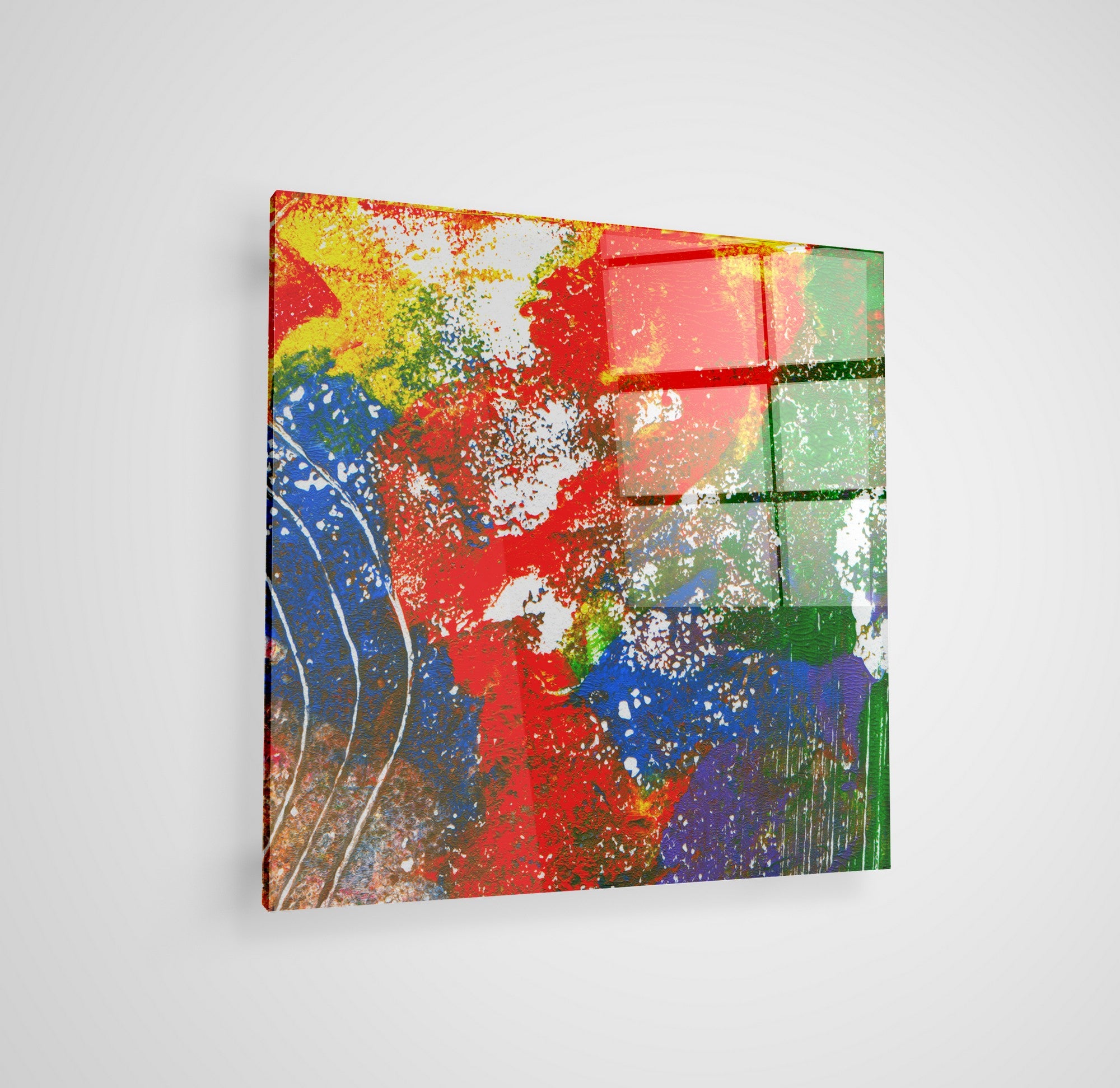 Arte em Vidro Temperado Multicolor 70x70cm - Pintura Decorativa de Alta Qualidade