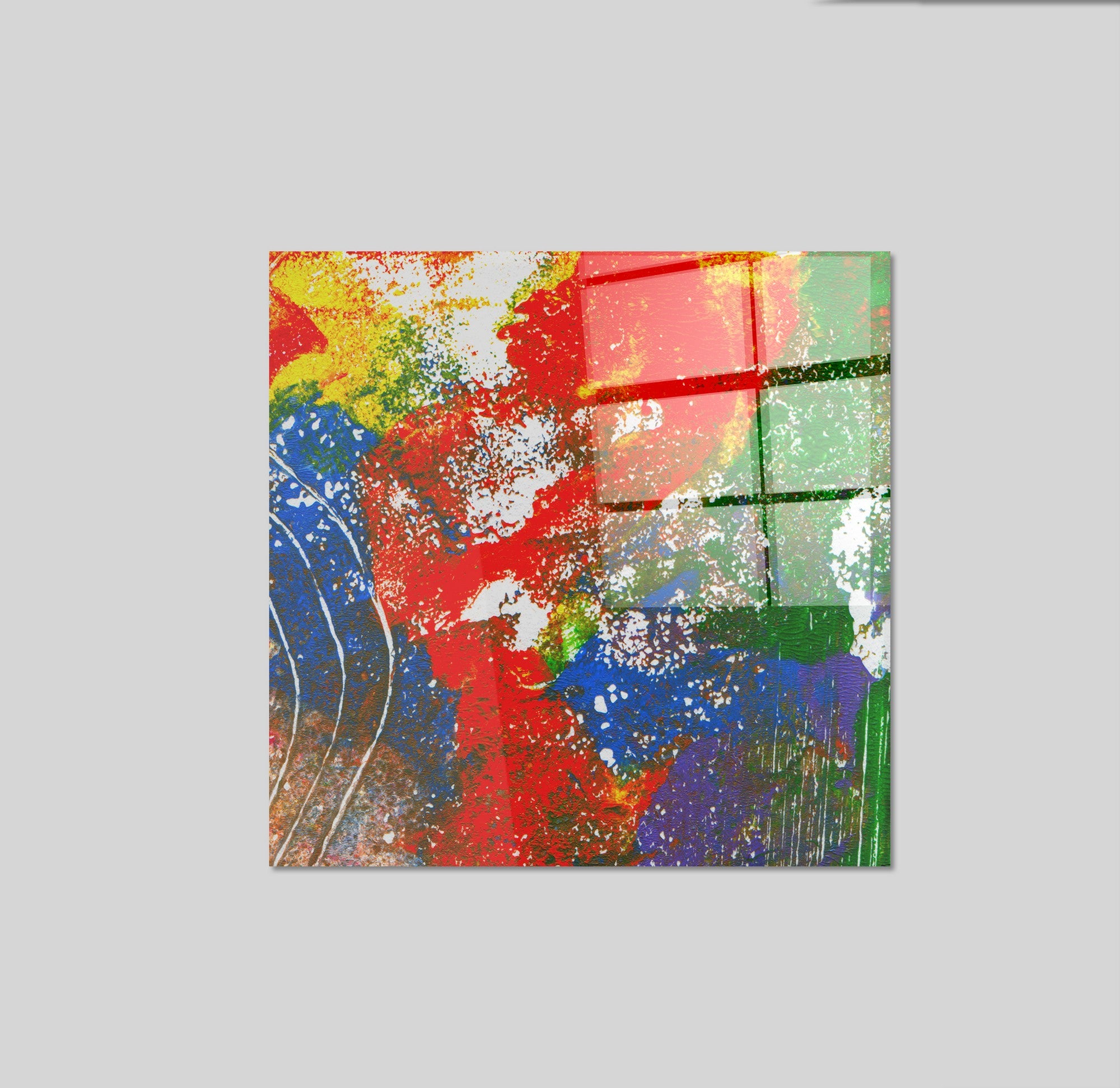 Arte em Vidro Temperado Multicolor 70x70cm - Pintura Decorativa de Alta Qualidade