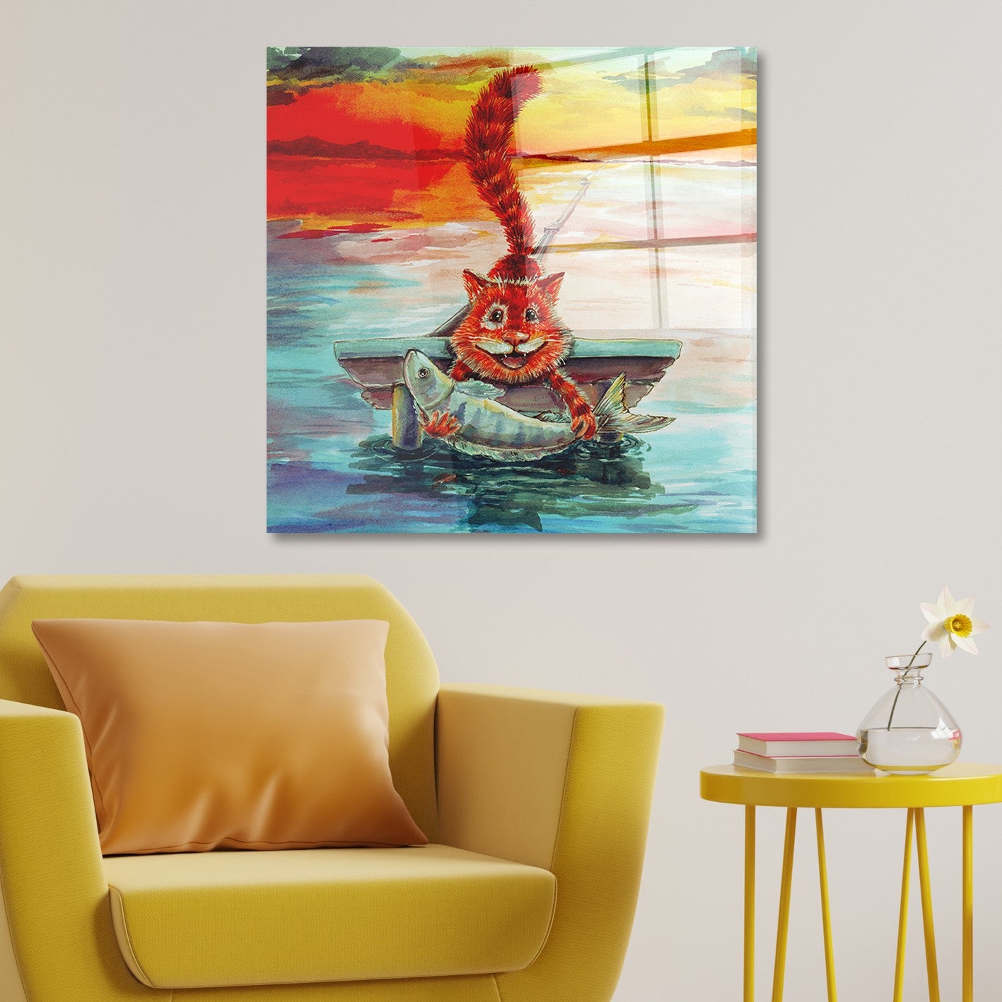 Quadro Decorativo em Vidro Temperado Multicolor 70x70cm - Arte Moderna para Parede