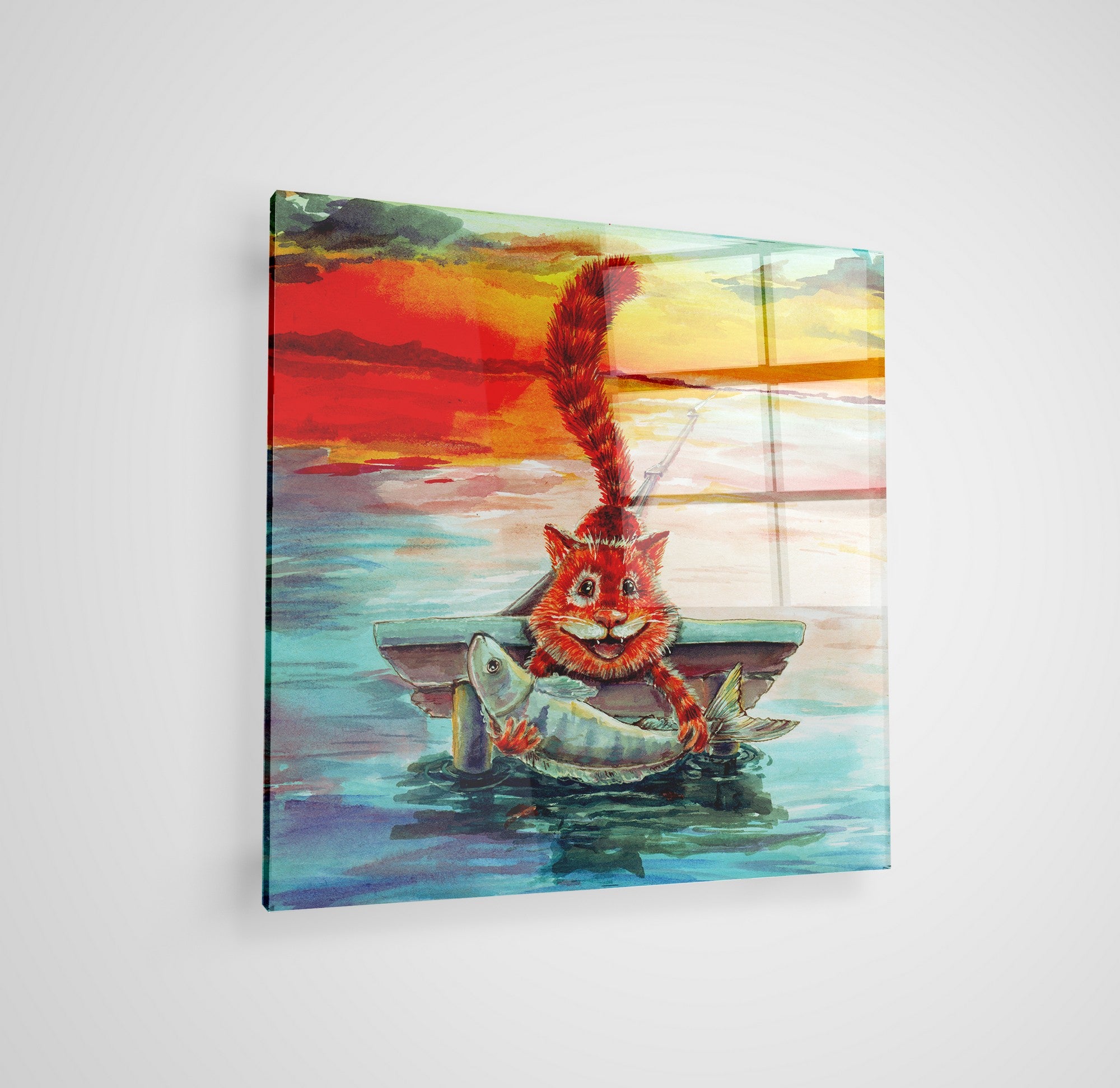 Quadro Decorativo em Vidro Temperado Multicolor 70x70cm - Arte Moderna para Parede