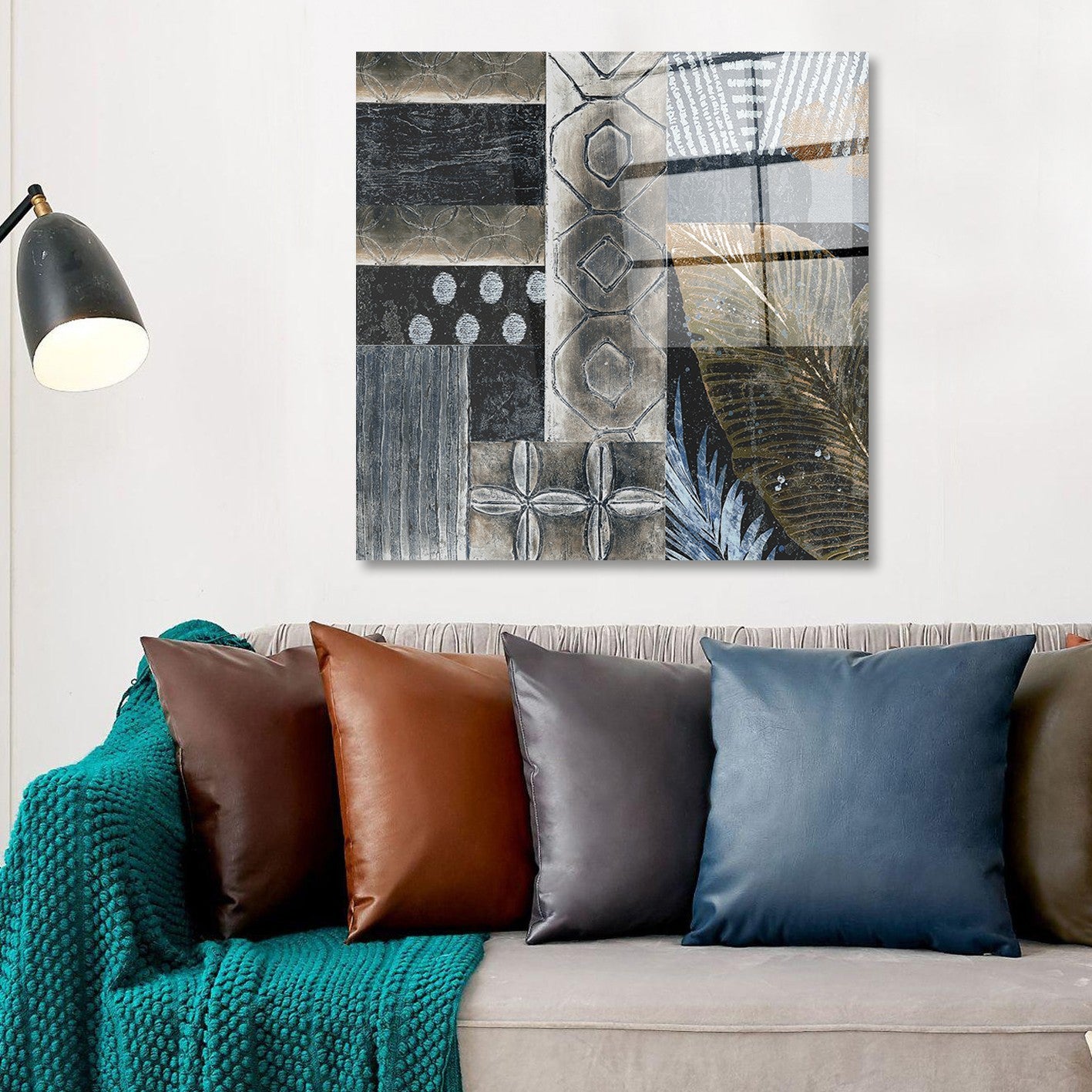 Quadro Decorativo em Vidro Temperado Multicolor 70x70cm - Arte Moderna para Parede