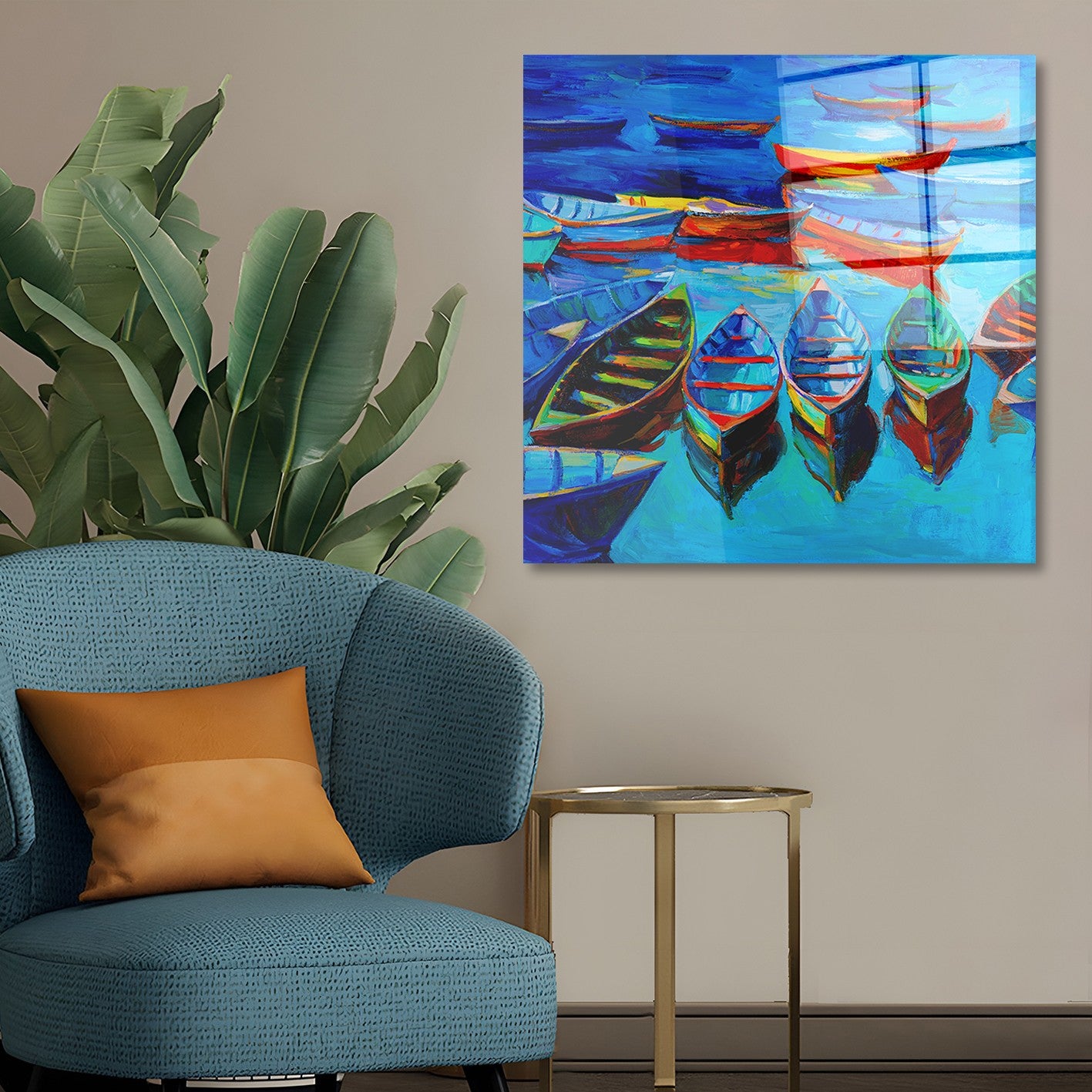 Arte em Vidro Temperado Multicolor 70x70cm - Pintura Decorativa de Alta Qualidade