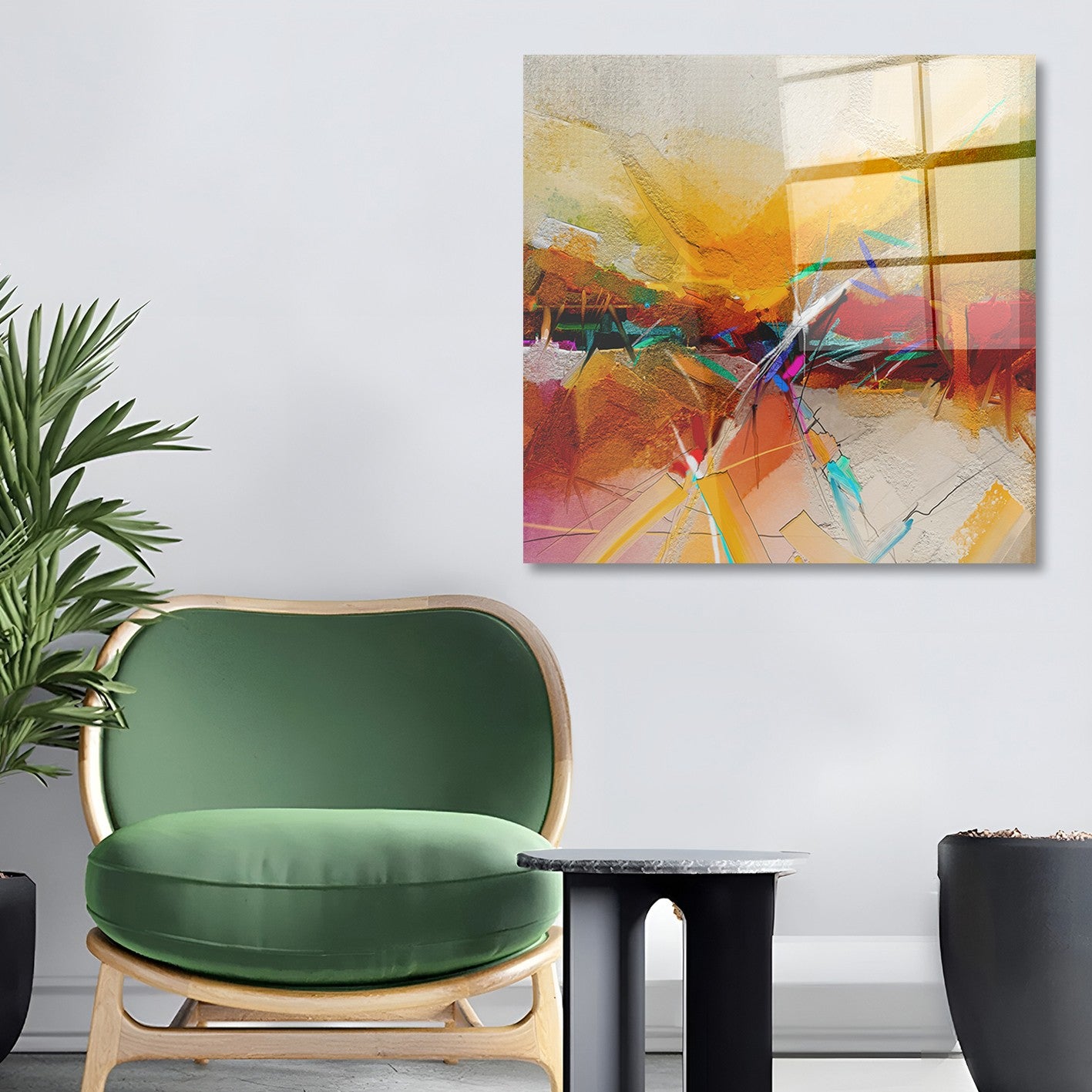 Arte em Vidro Temperado Multicolor 50x50cm - Pintura Decorativa de Parede Premium