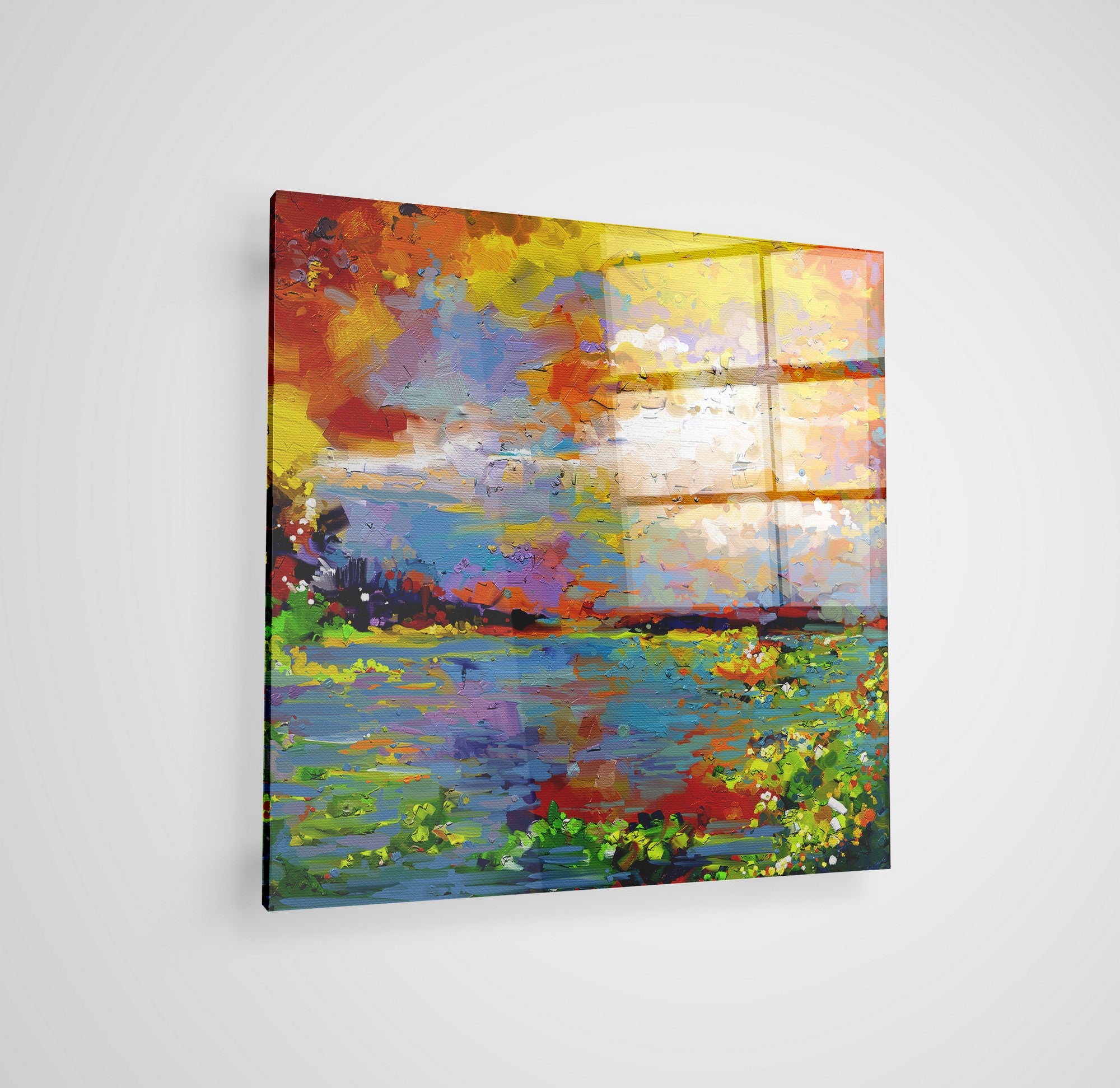 Arte em Vidro Temperado Multicolor 50x50cm - Pintura Decorativa de Alta Qualidade