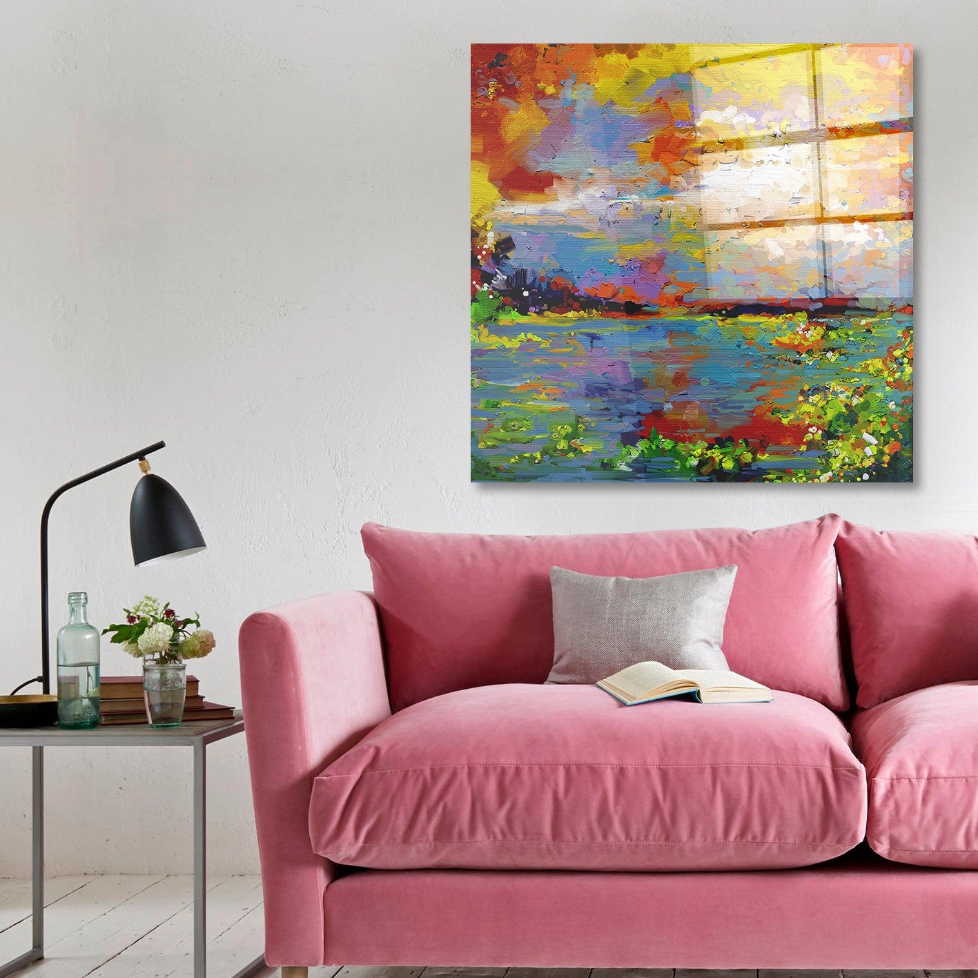 Arte em Vidro Temperado Multicolor 70x70cm - Pintura Decorativa de Alta Qualidade