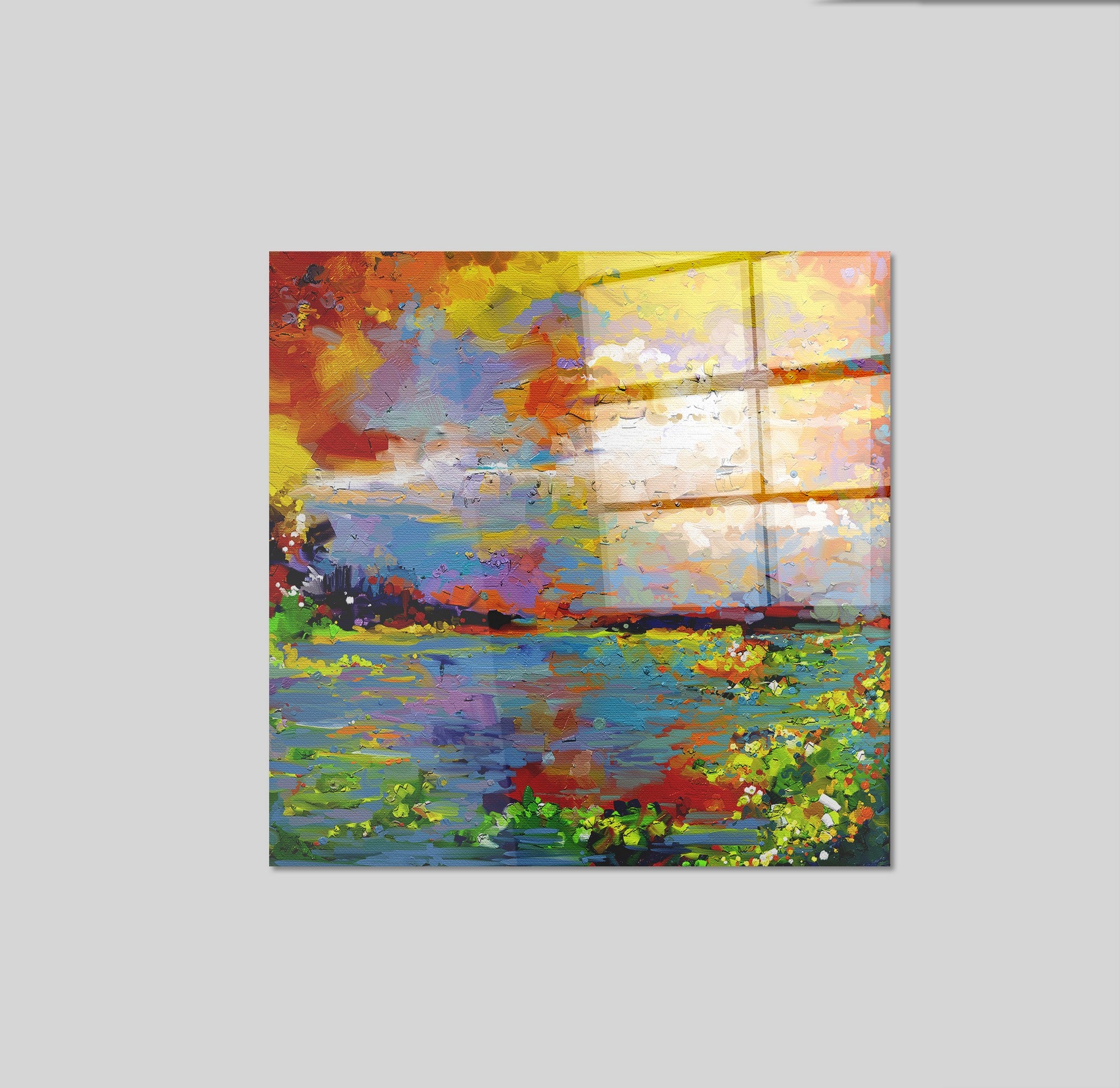 Arte em Vidro Temperado Multicolor 70x70cm - Pintura Decorativa de Alta Qualidade