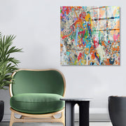 Arte em Vidro Temperado Multicolor 50x50cm - Pintura Decorativa de Parede Premium