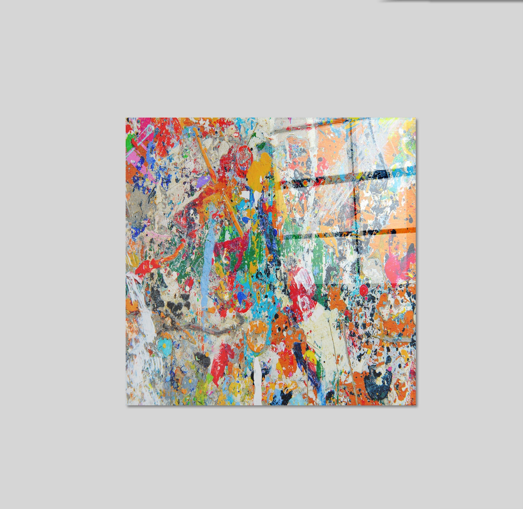 Arte em Vidro Temperado Multicolor 50x50cm - Pintura Decorativa de Parede Premium