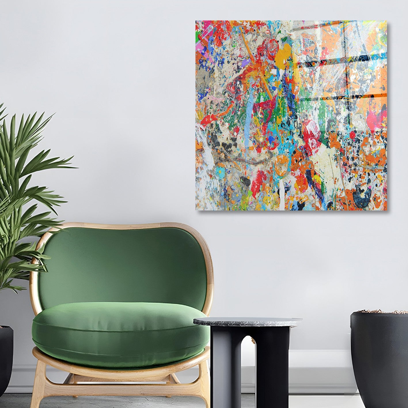 Arte em Vidro Temperado Multicolor 70x70cm - Pintura Decorativa de Alta Qualidade