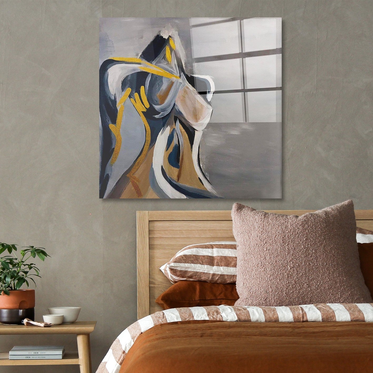 Arte em Vidro Temperado Multicolor 50x50cm - Pintura Decorativa de Parede Premium