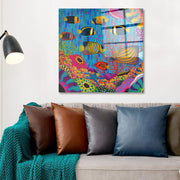 Arte em Vidro Temperado Multicolor 50x50cm - Pintura Decorativa de Parede Premium