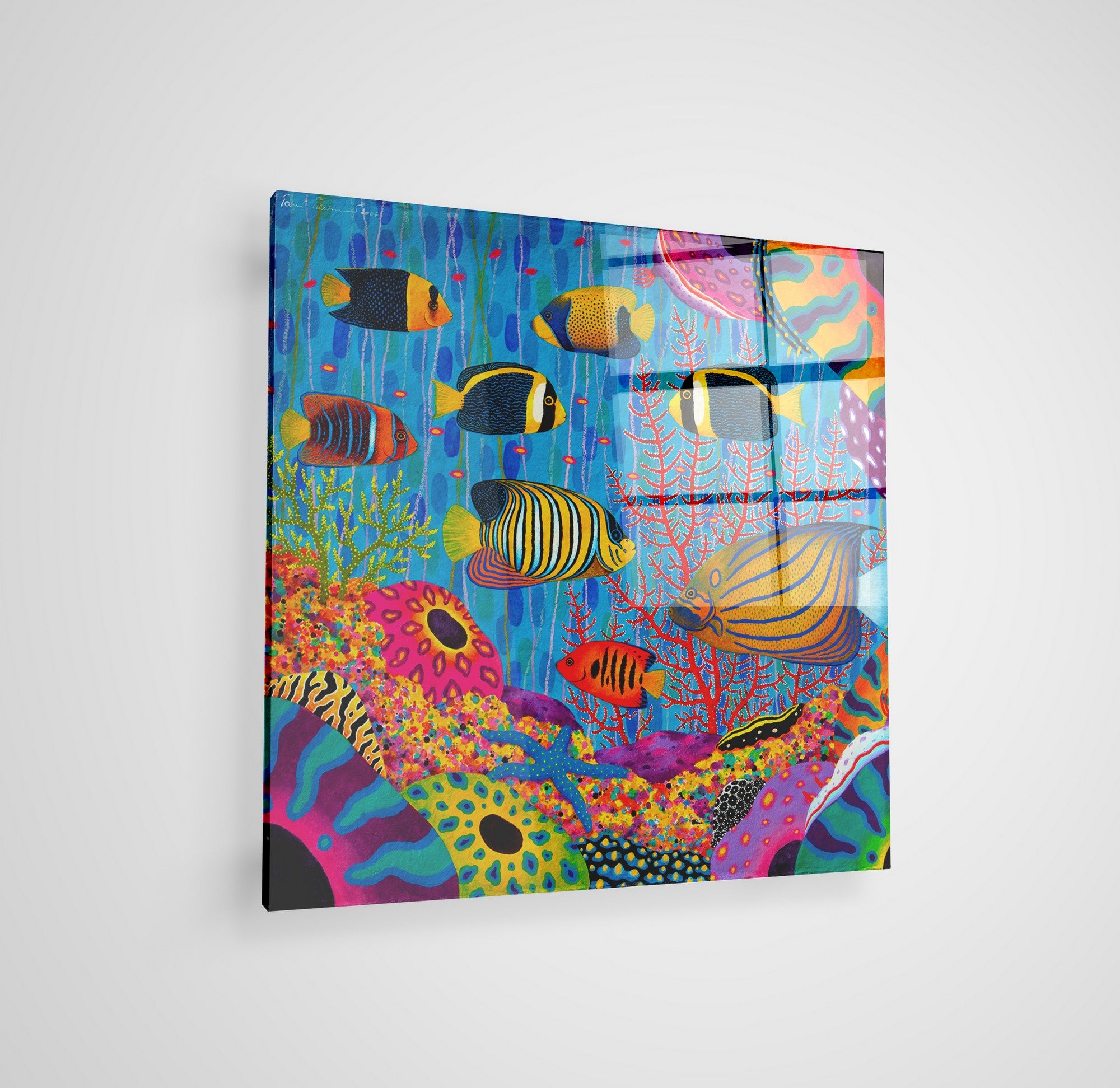 Arte em Vidro Temperado Multicolor 70x70cm - Pintura Decorativa de Alta Qualidade