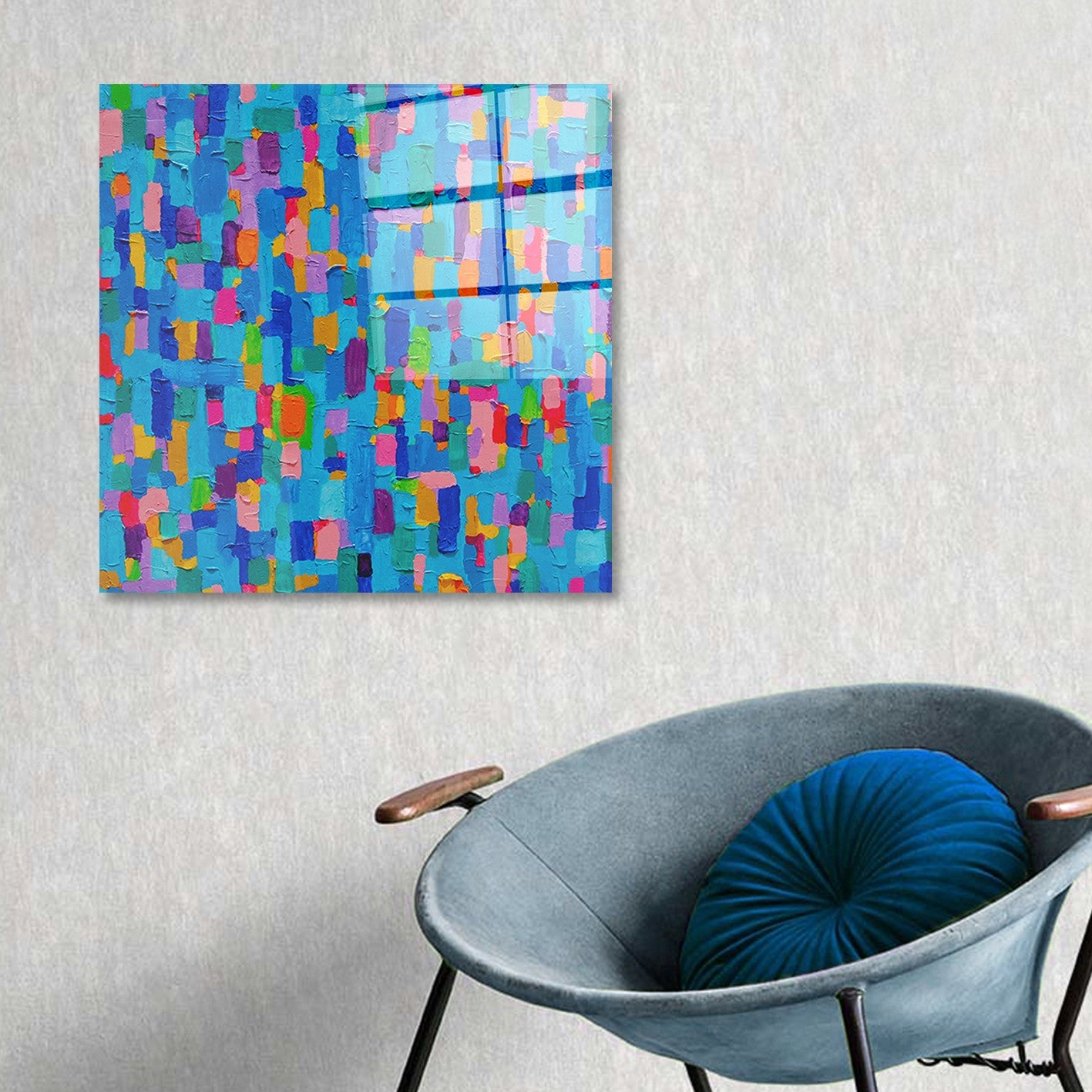 Arte em Vidro Temperado Multicolor 70x70cm - Pintura Decorativa de Alta Qualidade