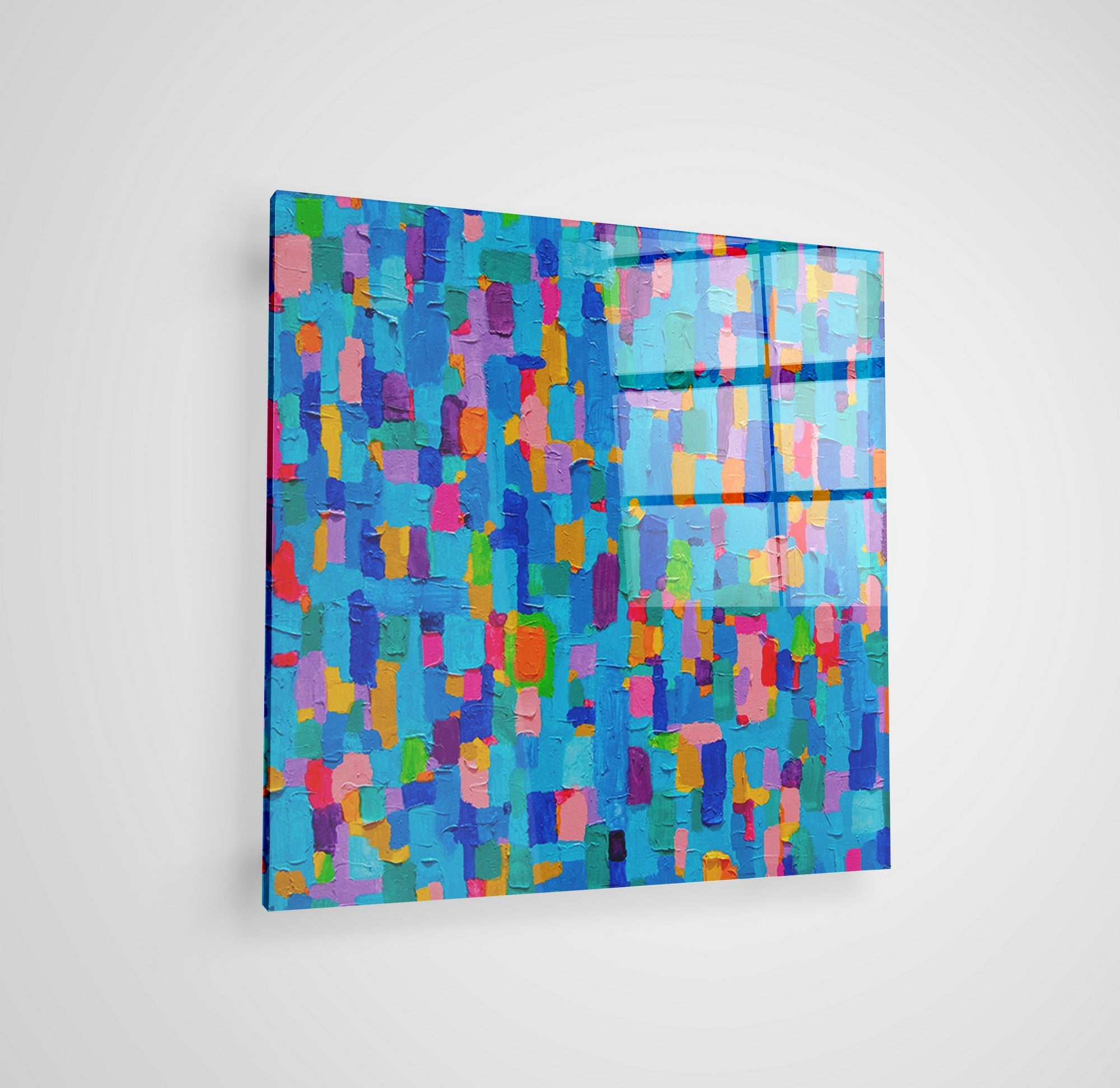 Arte em Vidro Temperado Multicolor 70x70cm - Pintura Decorativa de Alta Qualidade