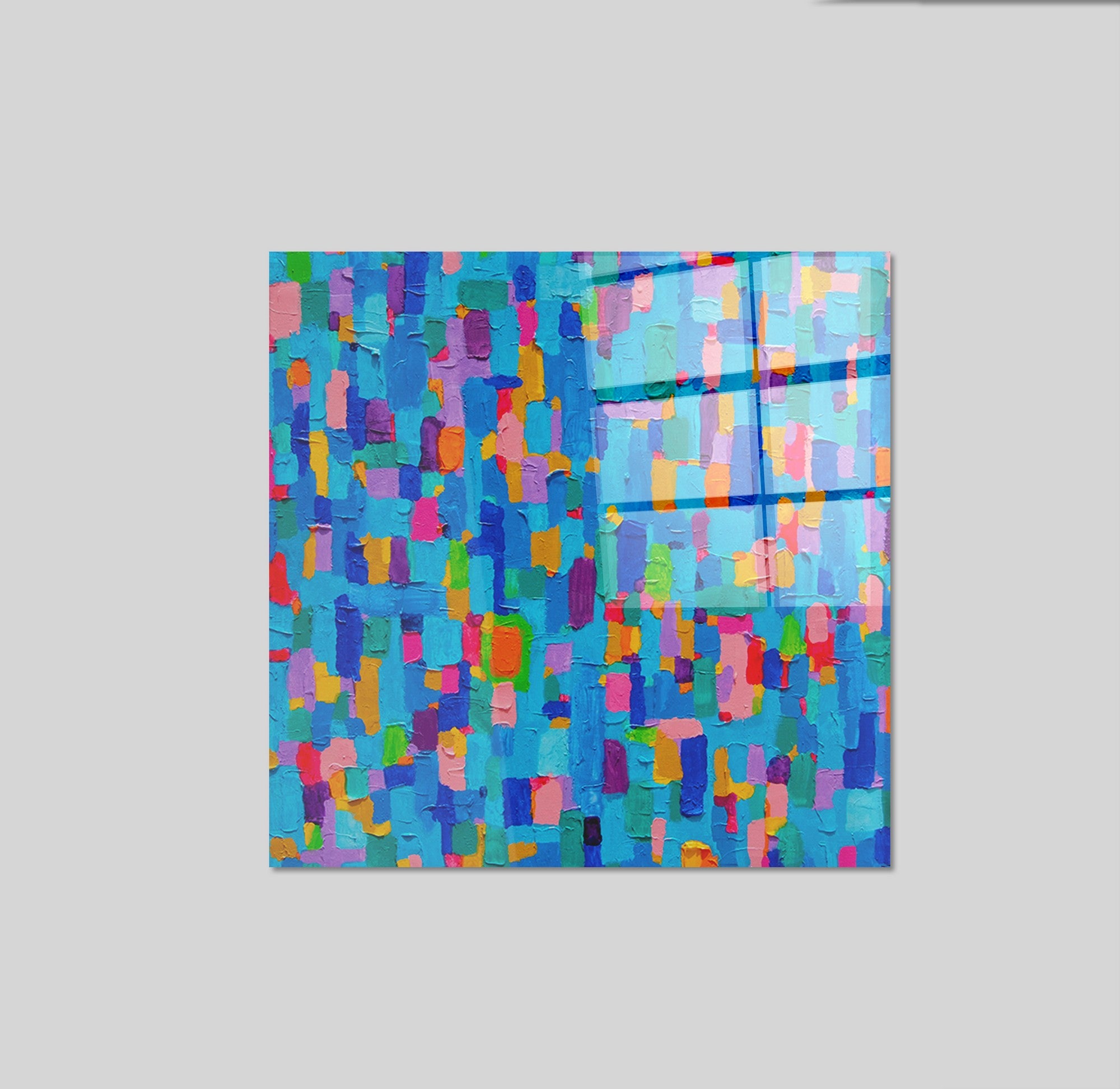 Arte em Vidro Temperado Multicolor 70x70cm - Pintura Decorativa de Alta Qualidade