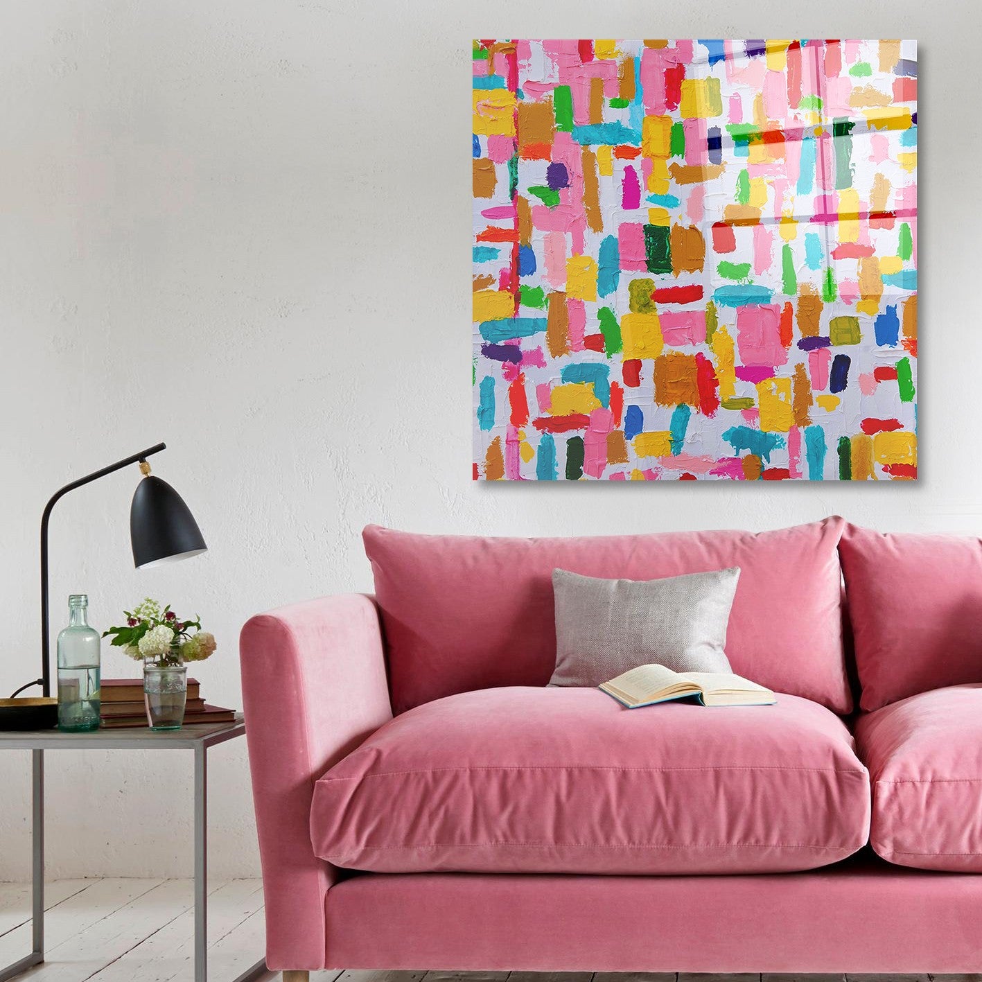 Arte em Vidro Temperado Multicolor 70x70cm - Pintura Decorativa de Alta Qualidade