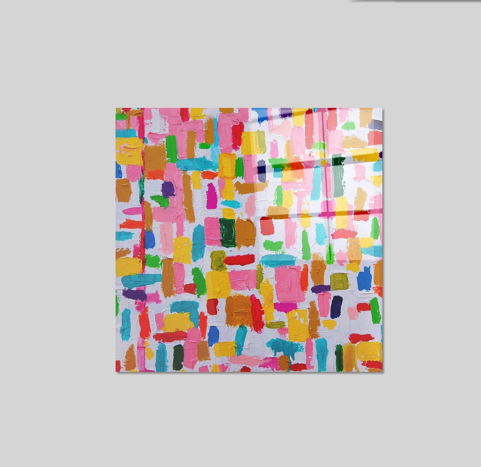 Arte em Vidro Temperado Multicolor 70x70cm - Pintura Decorativa de Alta Qualidade