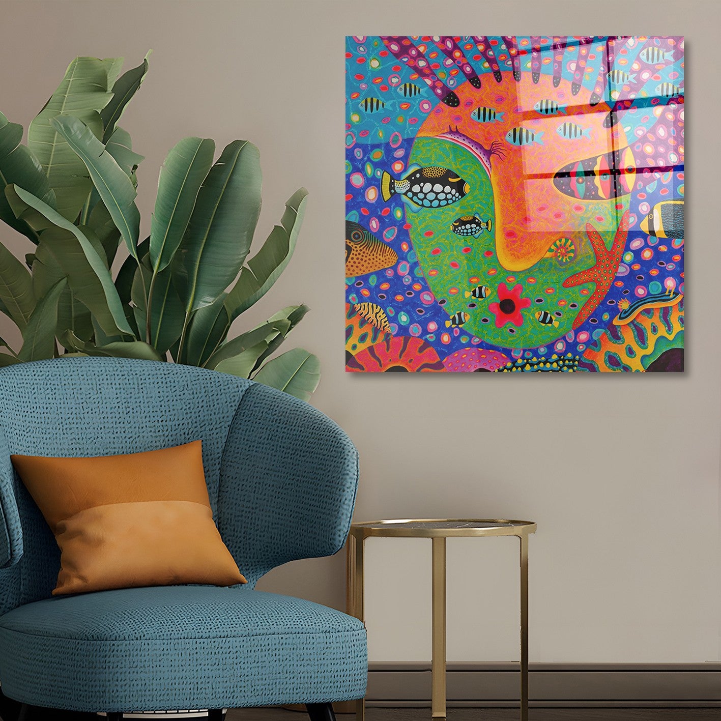 Arte em Vidro Temperado Multicolor 50x50cm - Pintura Decorativa de Alta Qualidade