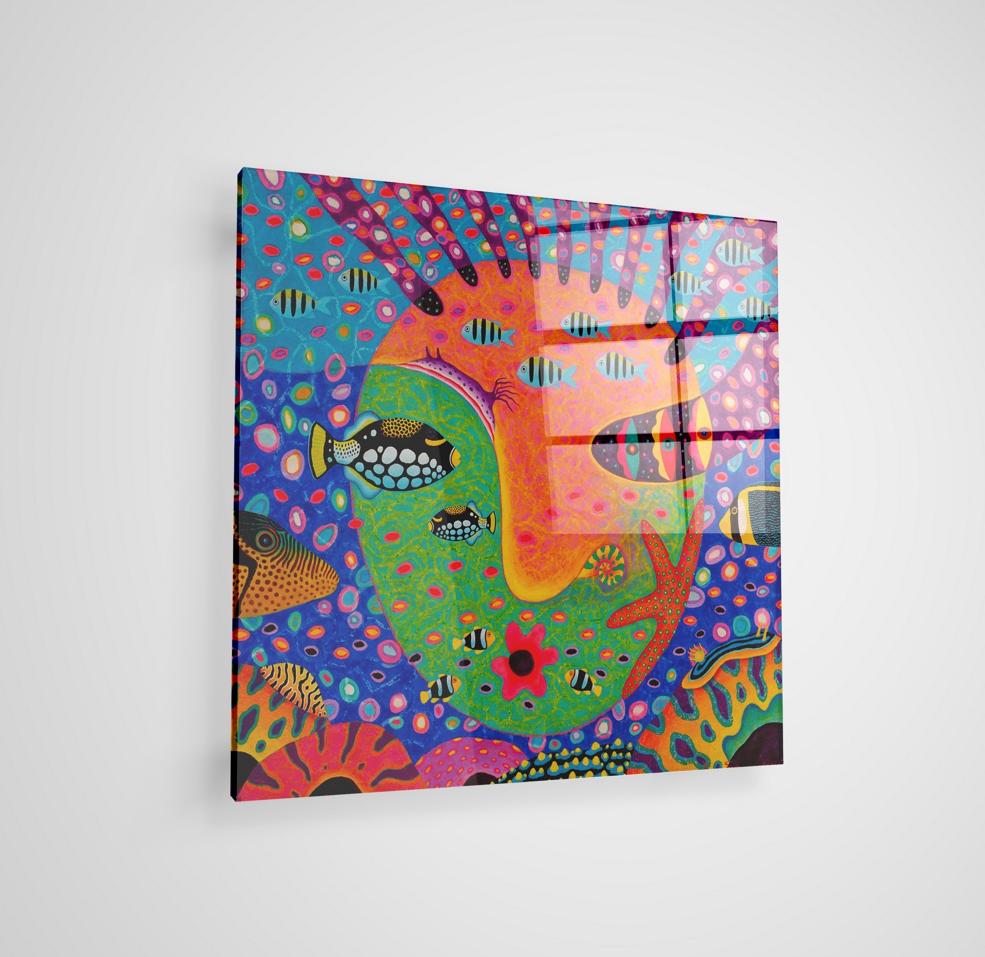 Arte em Vidro Temperado Multicolor 70x70cm - Pintura Decorativa de Alta Qualidade